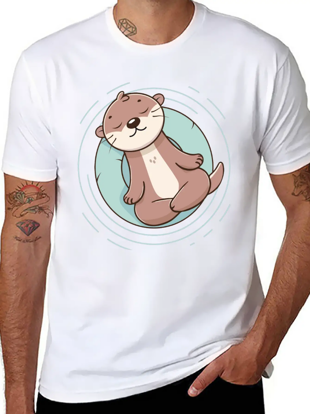 Otter Enjoying A Relaxing Meditation Stylish Everyday T-Shirt – Unisex Basic Cotton Tee