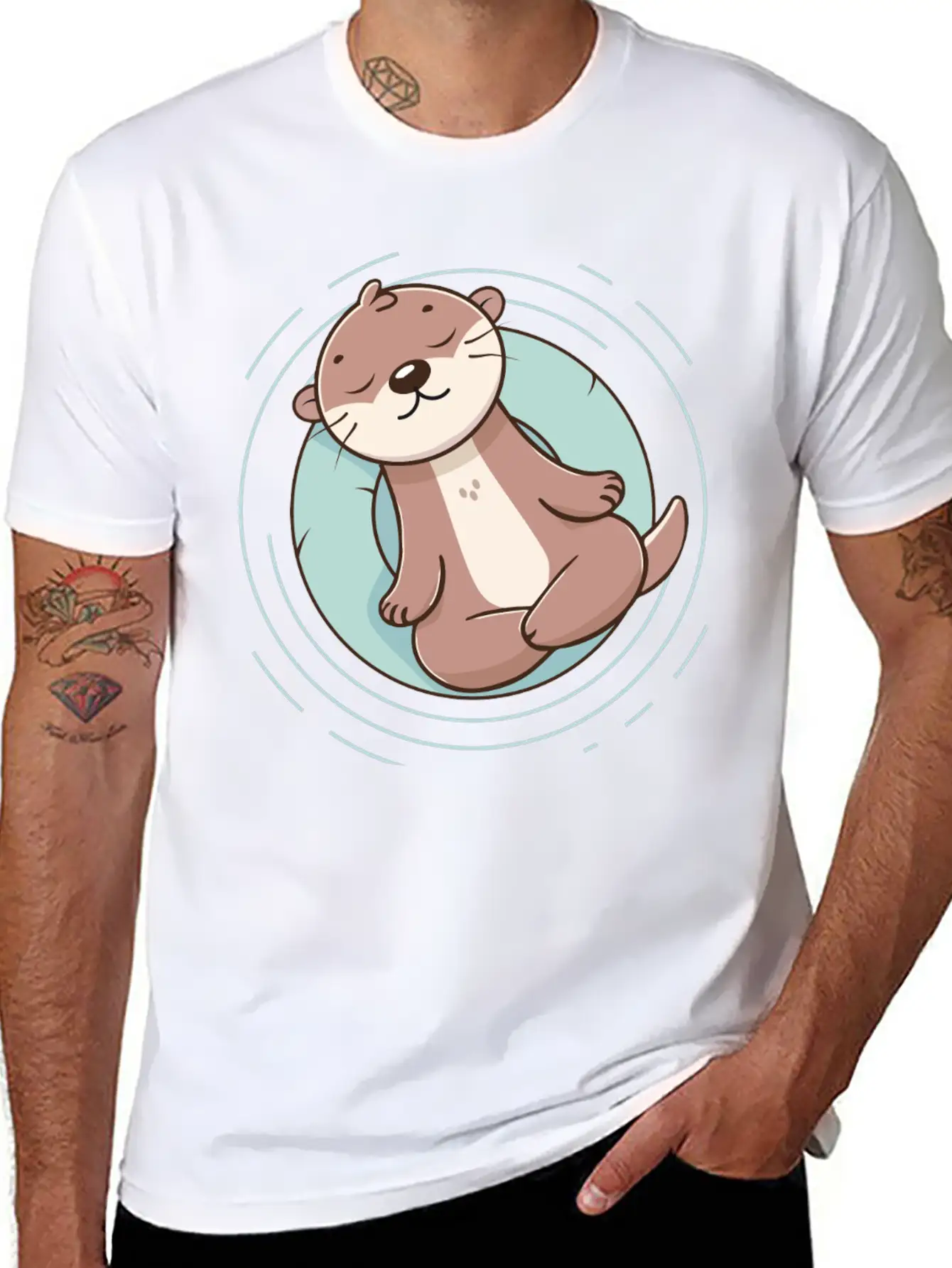 Otter Enjoying A Relaxing Meditation Stylish Everyday T-Shirt – Unisex Basic Cotton Tee