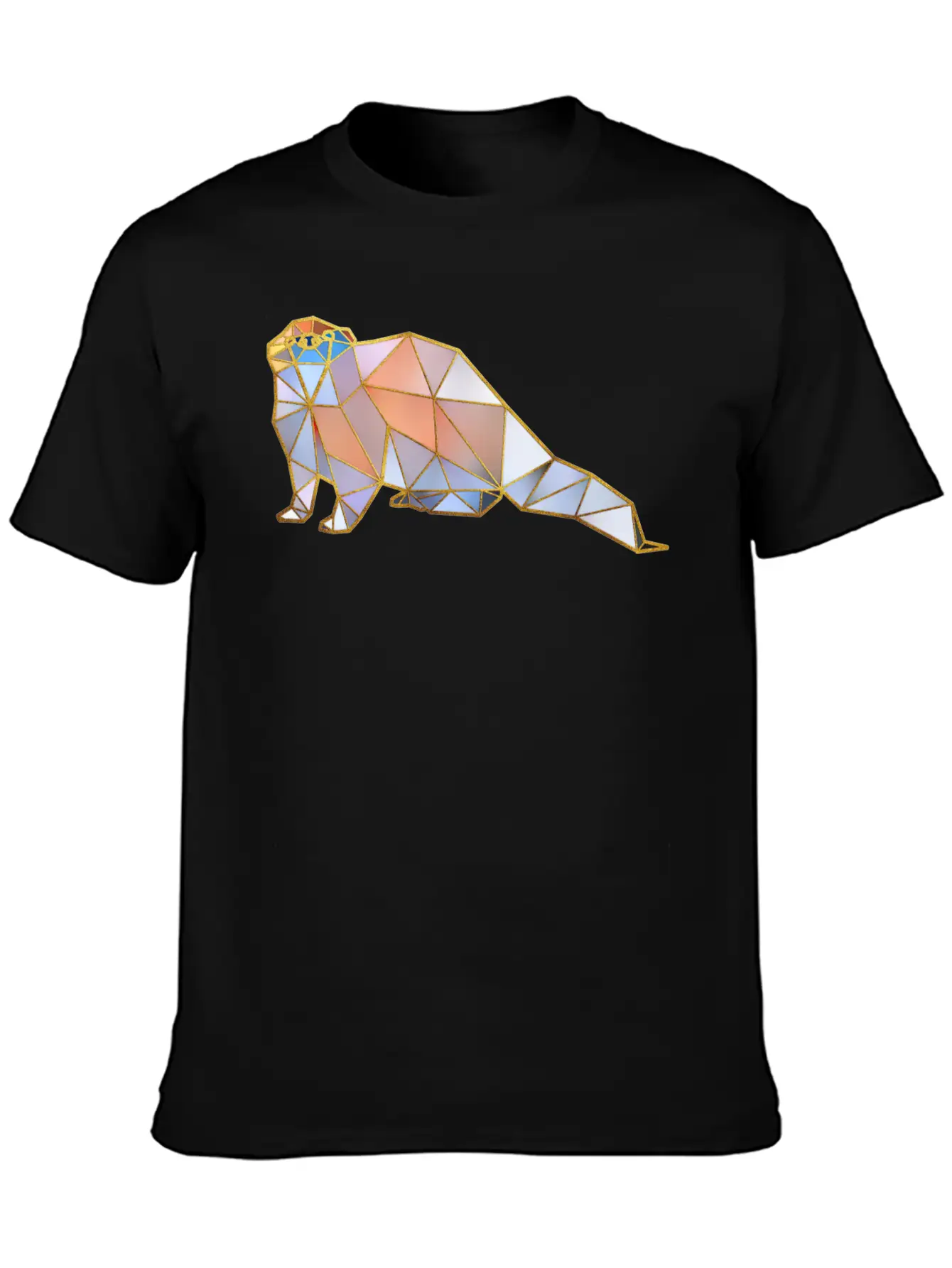 Otter Geometric Gold Lines Basic Graphic T-Shirt – Daily Comfort In Soft Cotton