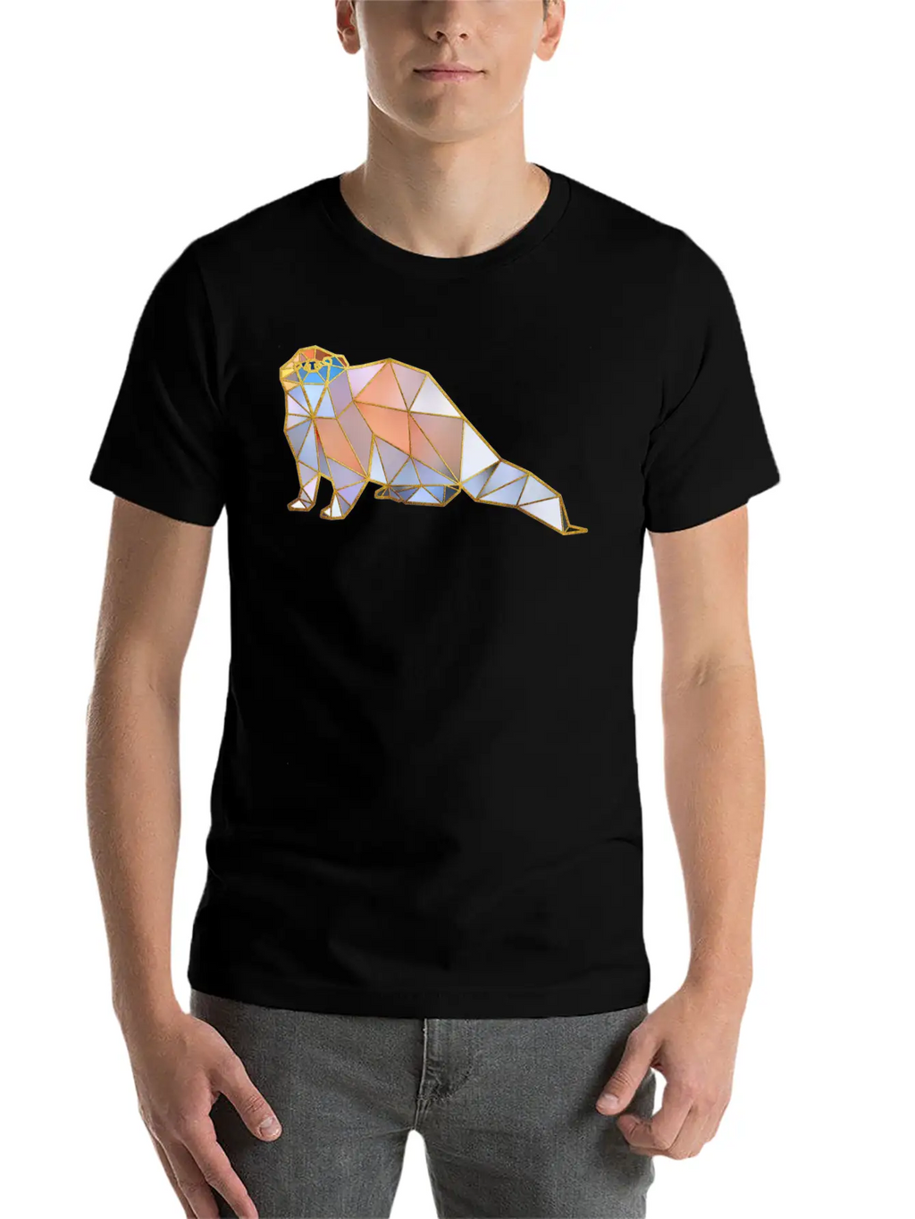 Otter Geometric Gold Lines Basic Graphic T-Shirt – Daily Comfort In Soft Cotton