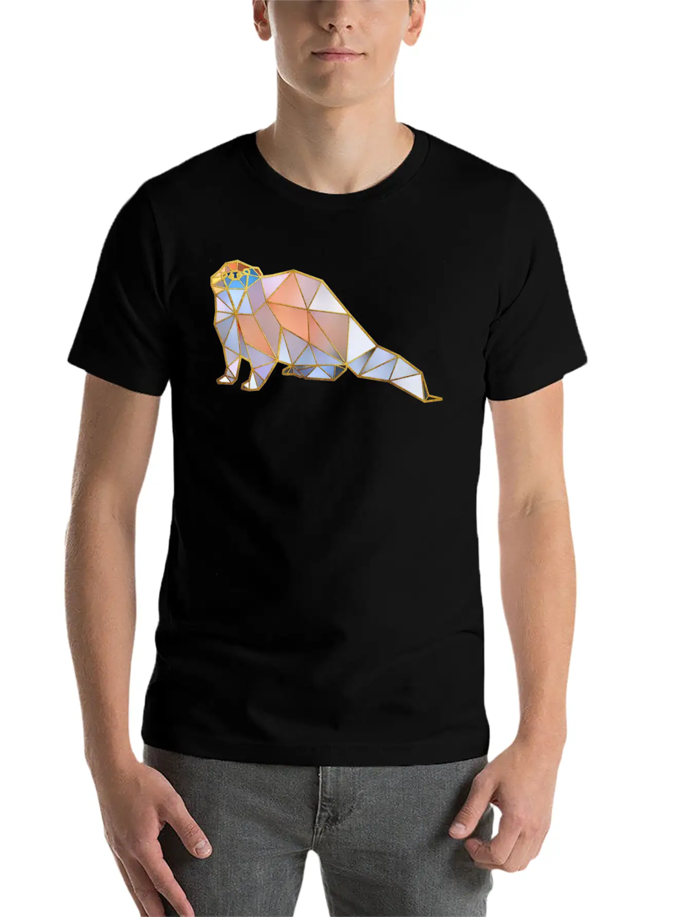 Otter Geometric Gold Lines Basic Graphic T-Shirt – Daily Comfort In Soft Cotton