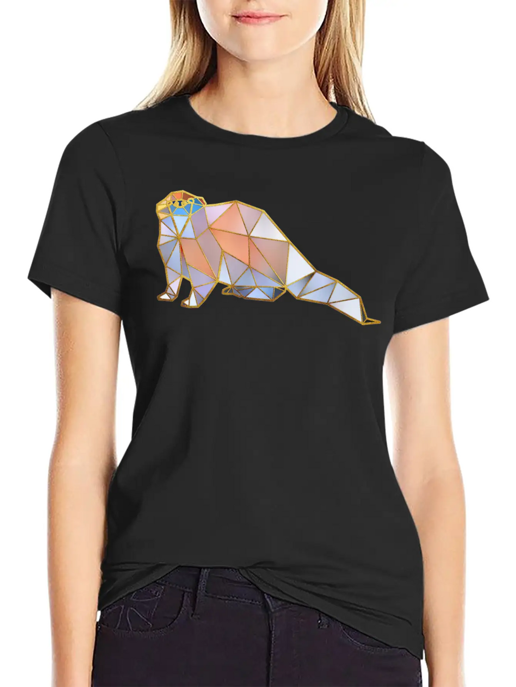 Otter Geometric Gold Lines Basic Graphic T-Shirt – Daily Comfort In Soft Cotton