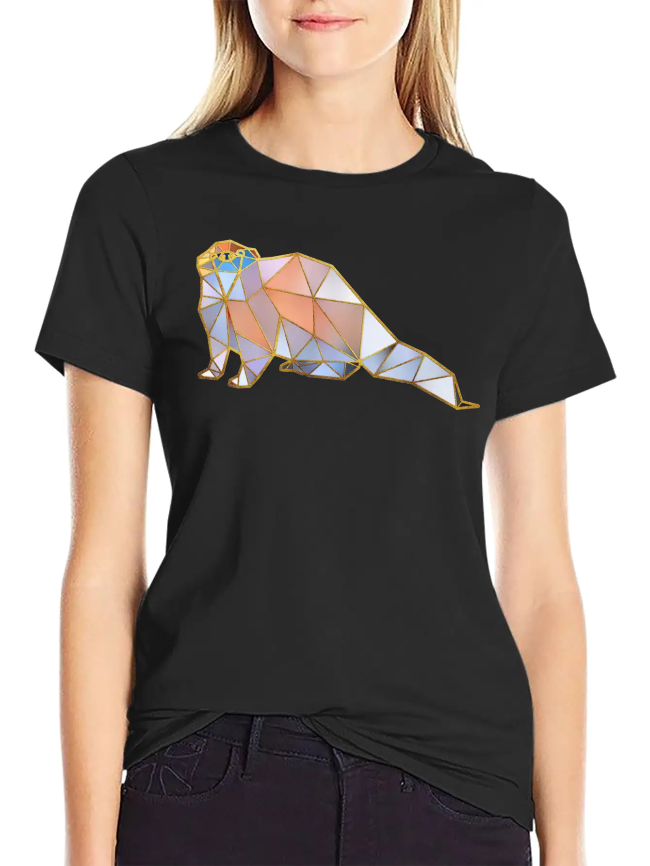 Otter Geometric Gold Lines Basic Graphic T-Shirt – Daily Comfort In Soft Cotton