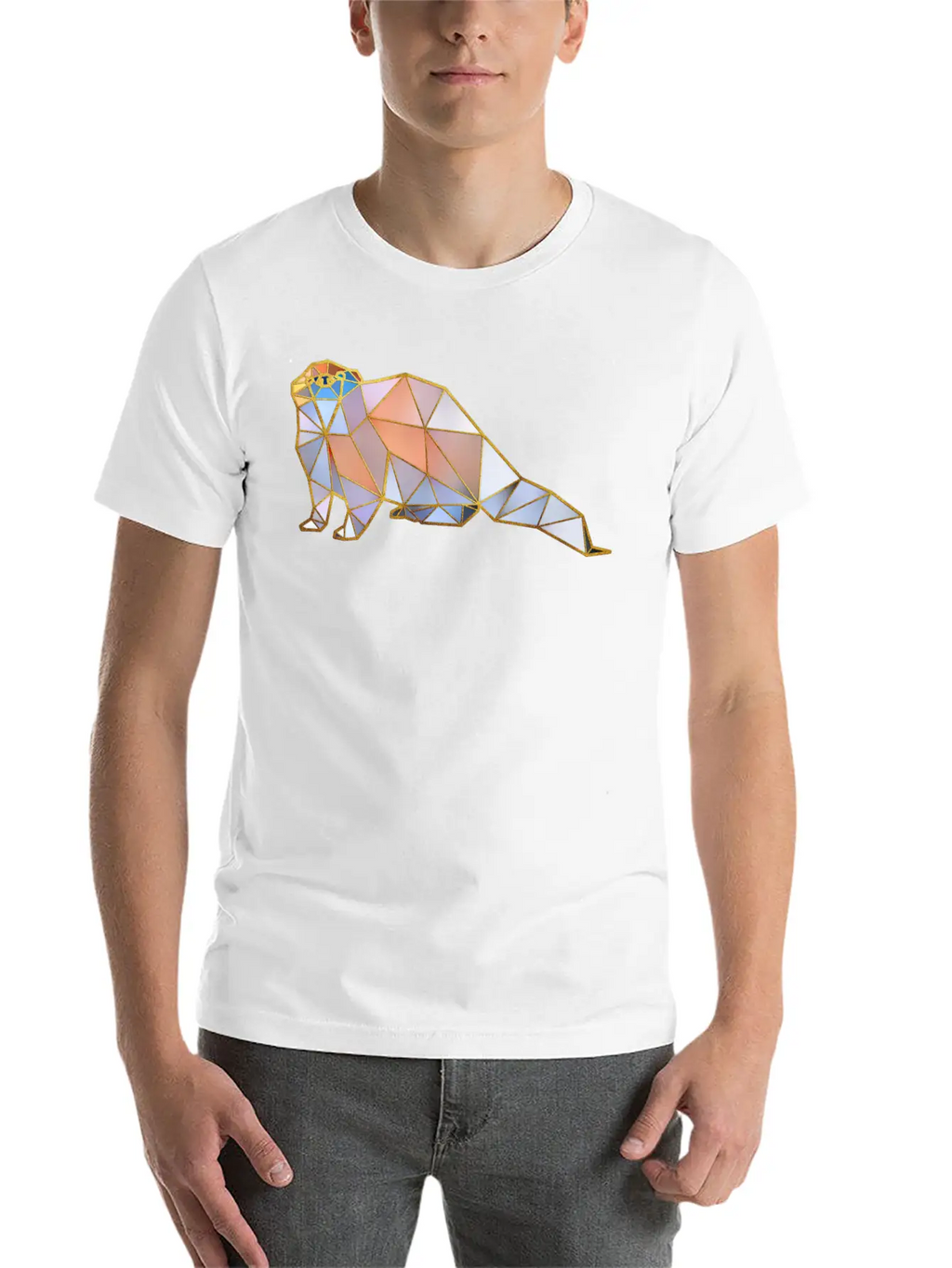 Otter Geometric Gold Lines Basic Graphic T-Shirt – Daily Comfort In Soft Cotton