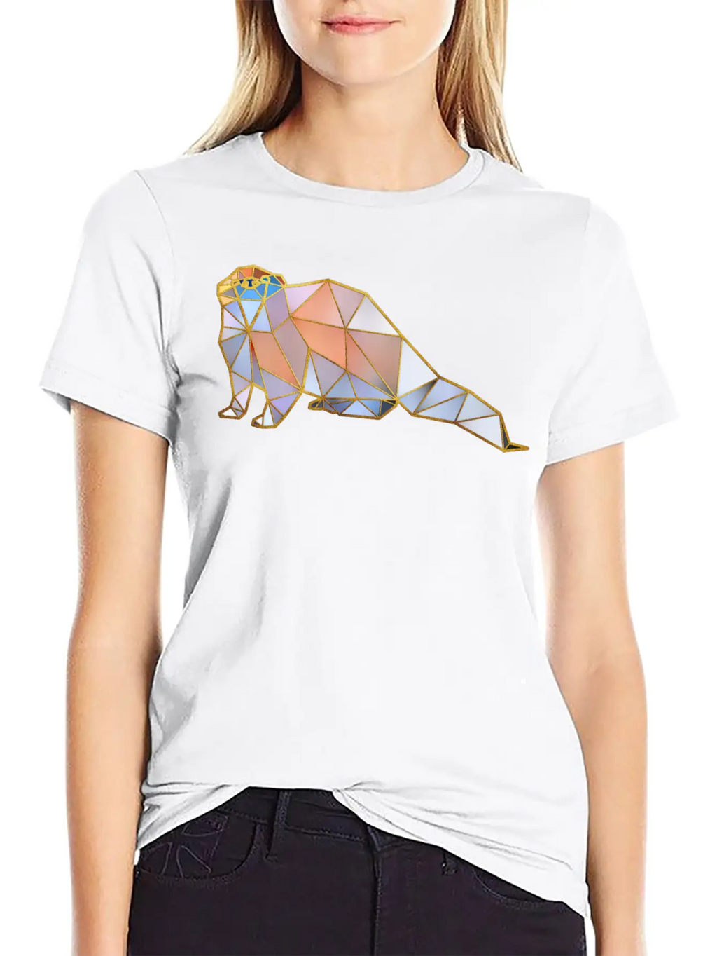 Otter Geometric Gold Lines Basic Graphic T-Shirt – Daily Comfort In Soft Cotton