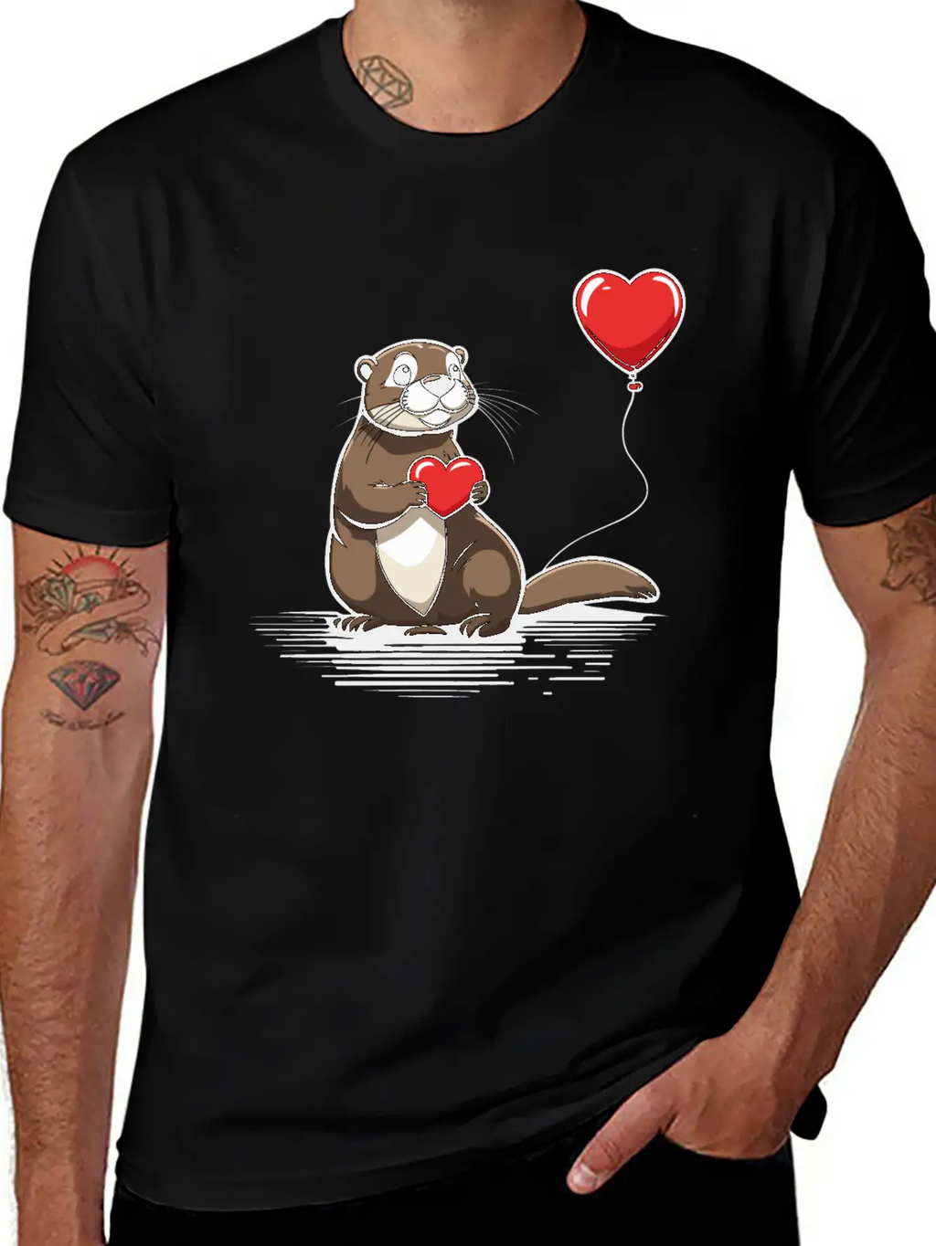 Otter Heart - Valentine's Day Relaxed Everyday Tee – Lightweight And Durable Cotton