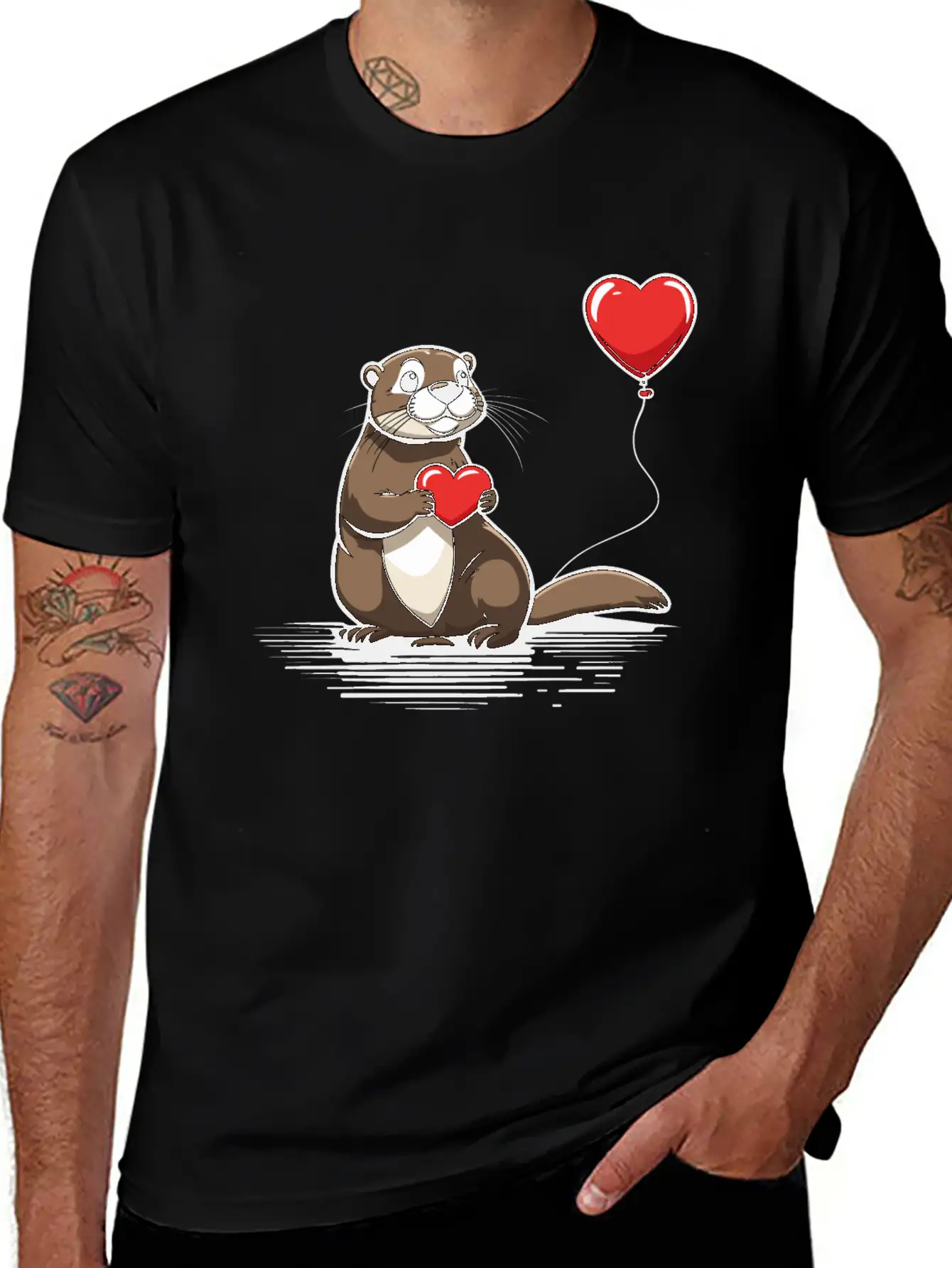 Otter Heart - Valentine's Day Relaxed Everyday Tee – Lightweight And Durable Cotton