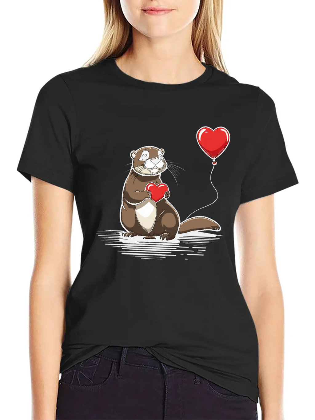 Otter Heart - Valentine's Day Relaxed Everyday Tee – Lightweight And Durable Cotton
