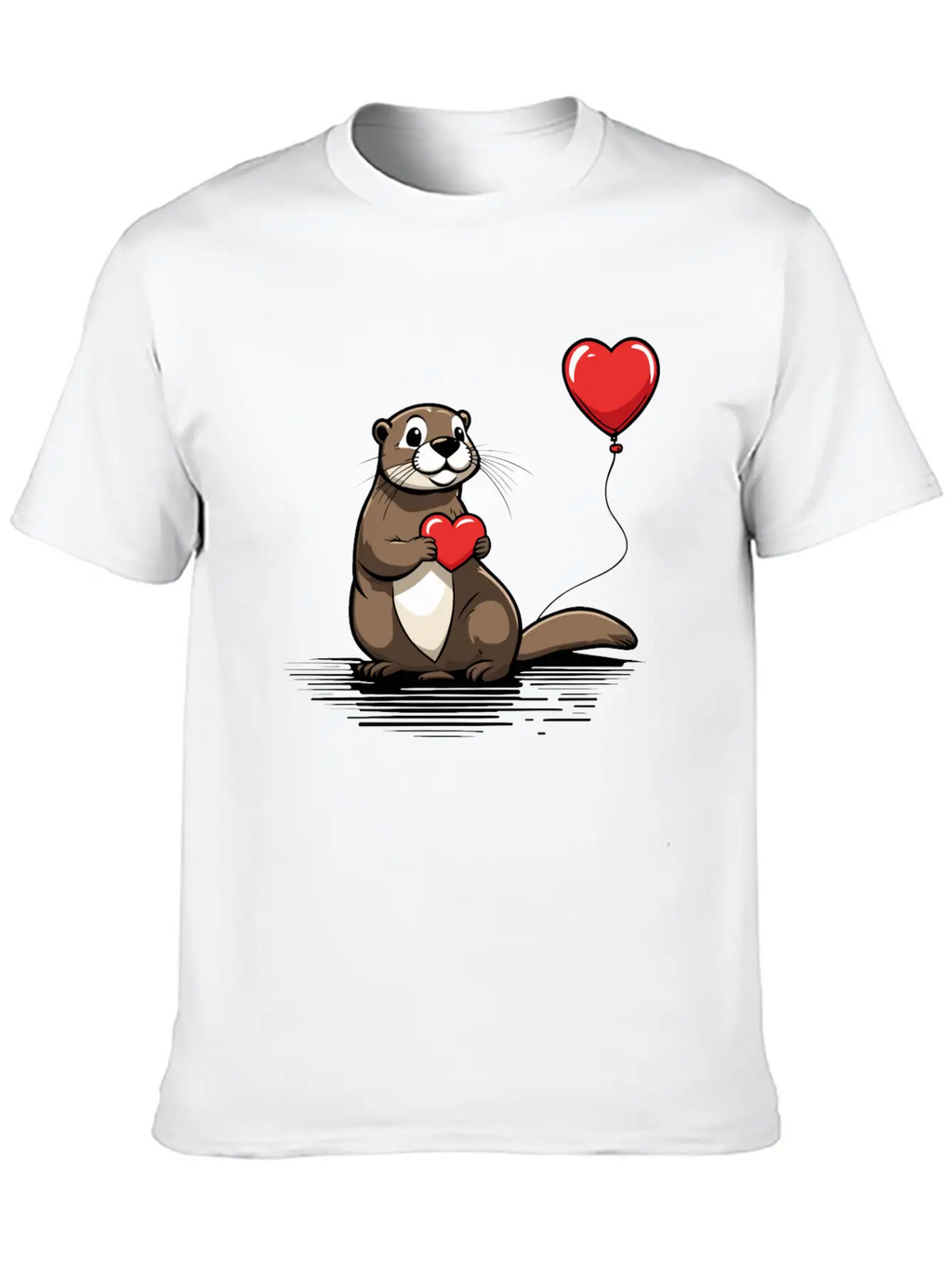 Otter Heart - Valentine's Day Relaxed Everyday Tee – Lightweight And Durable Cotton