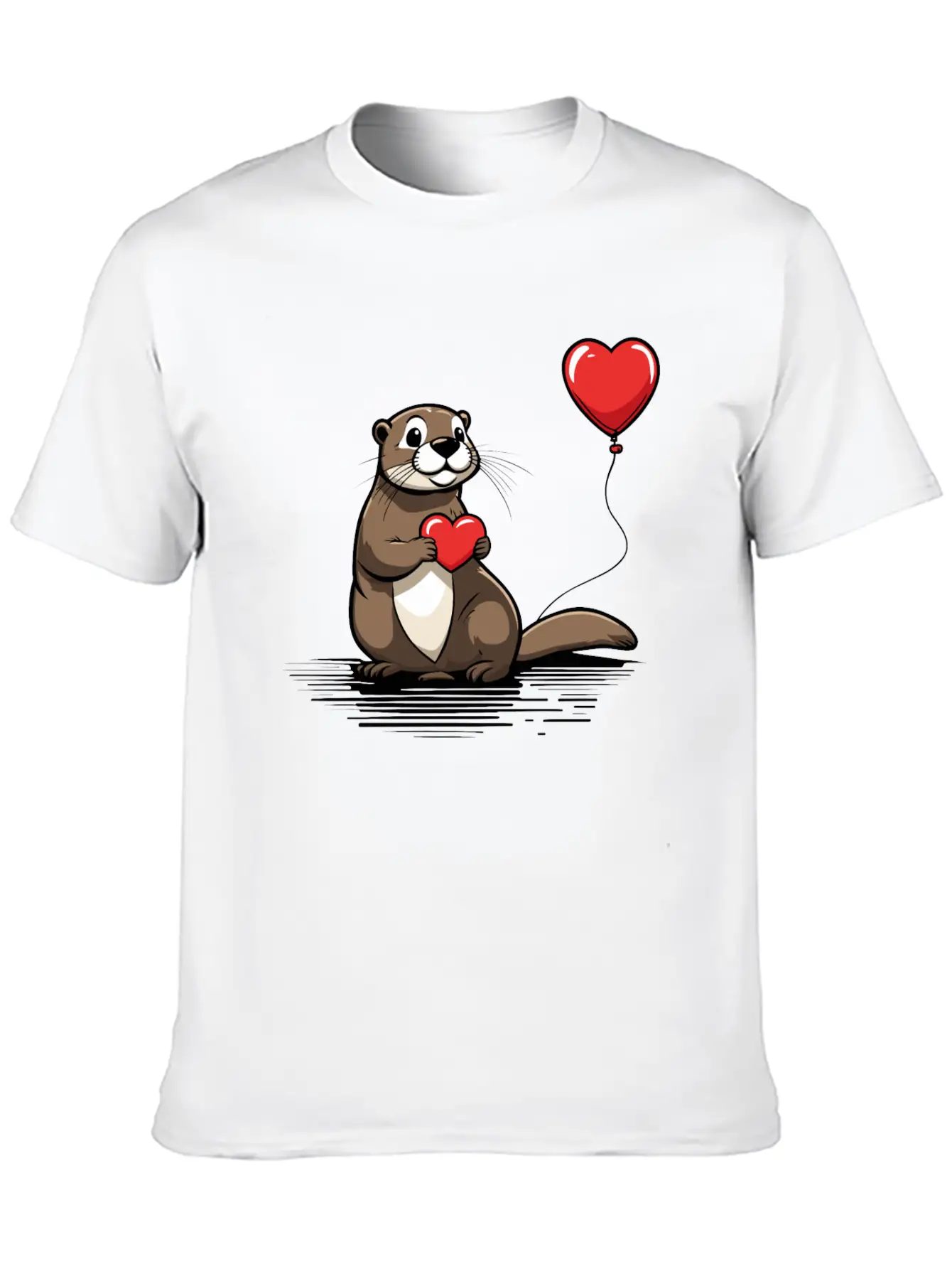 Otter Heart - Valentine's Day Relaxed Everyday Tee – Lightweight And Durable Cotton