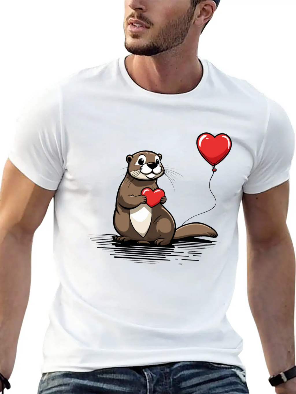 Otter Heart - Valentine's Day Relaxed Everyday Tee – Lightweight And Durable Cotton