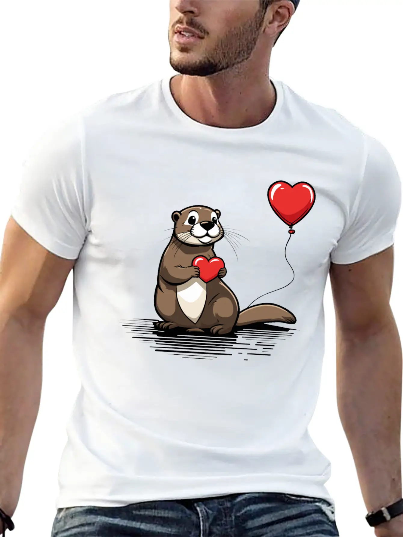 Otter Heart - Valentine's Day Relaxed Everyday Tee – Lightweight And Durable Cotton