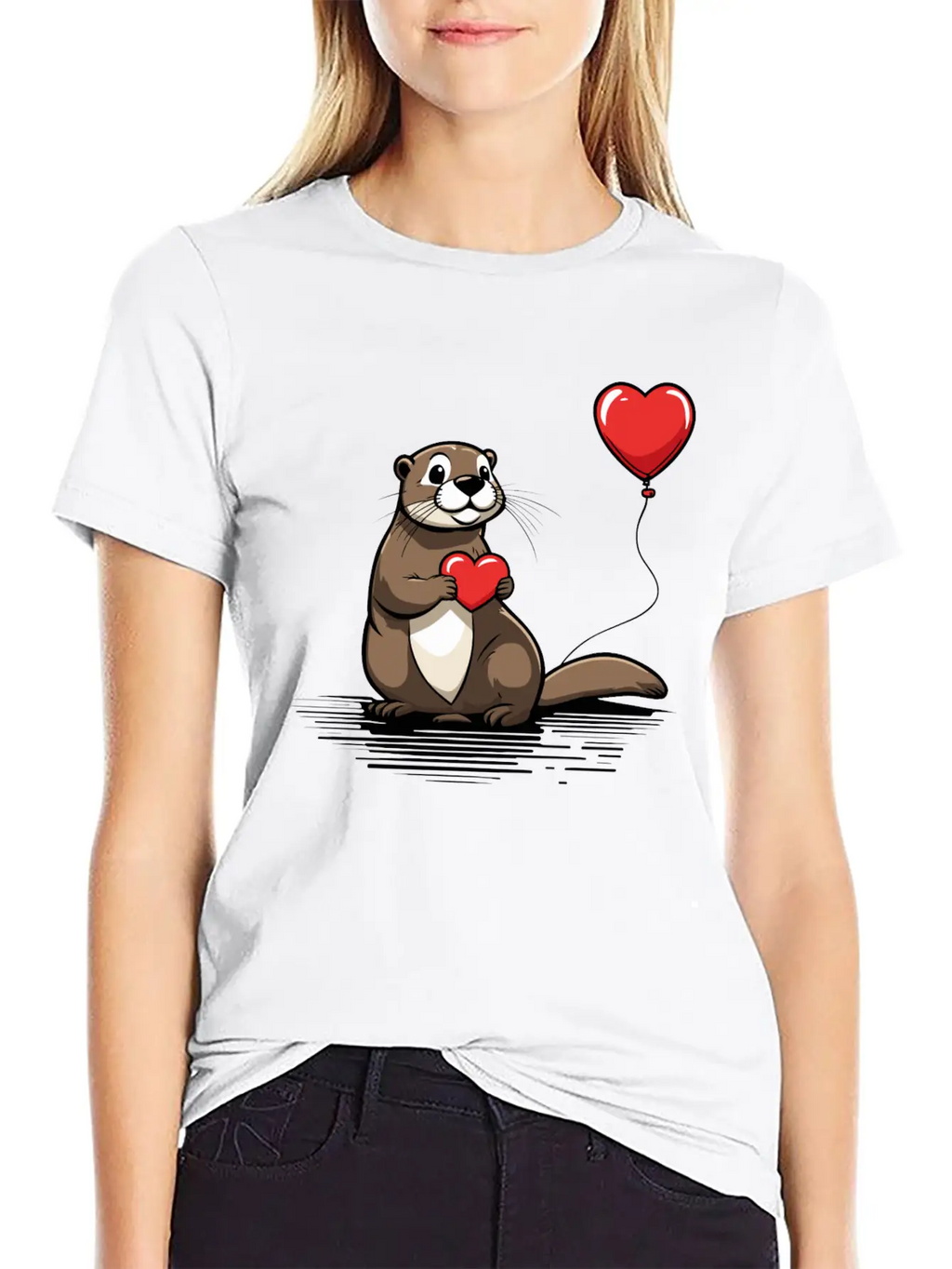 Otter Heart - Valentine's Day Relaxed Everyday Tee – Lightweight And Durable Cotton