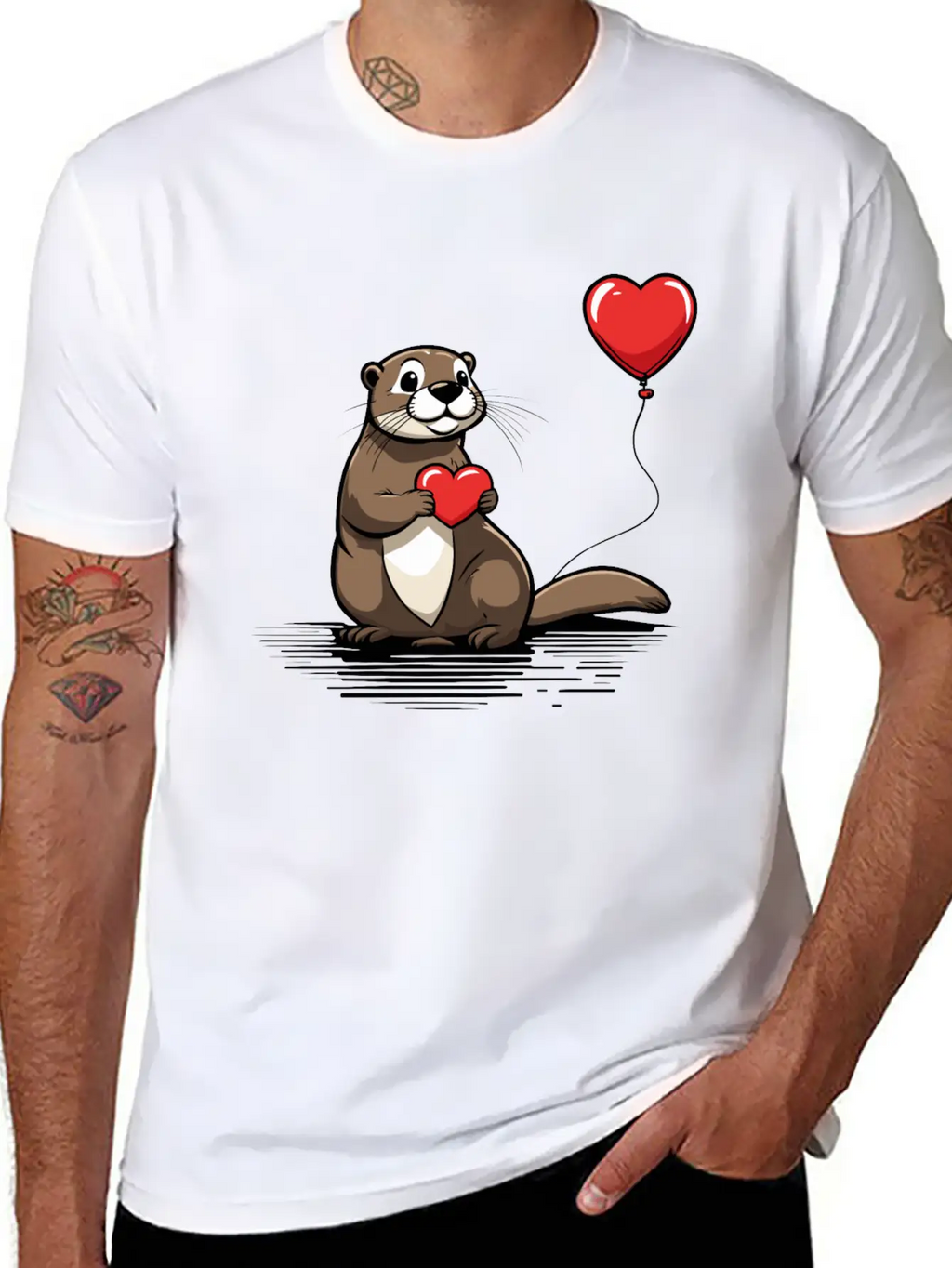 Otter Heart - Valentine's Day Relaxed Everyday Tee – Lightweight And Durable Cotton