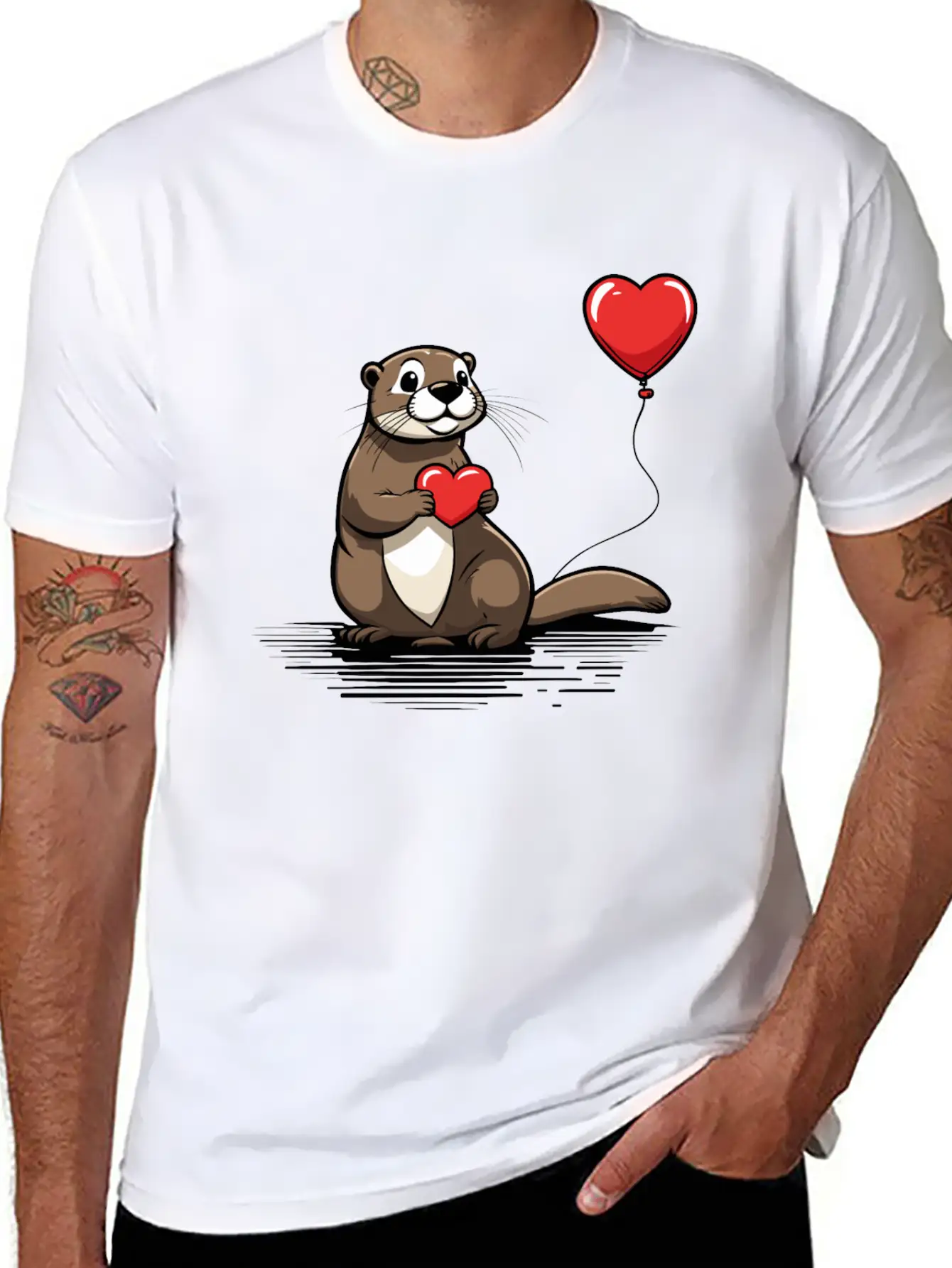 Otter Heart - Valentine's Day Relaxed Everyday Tee – Lightweight And Durable Cotton