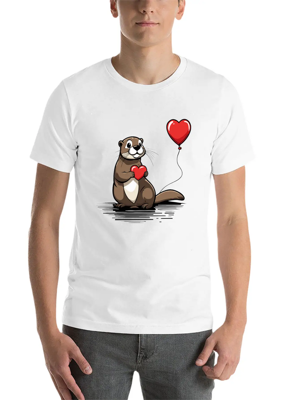 Otter Heart - Valentine's Day Relaxed Everyday Tee – Lightweight And Durable Cotton
