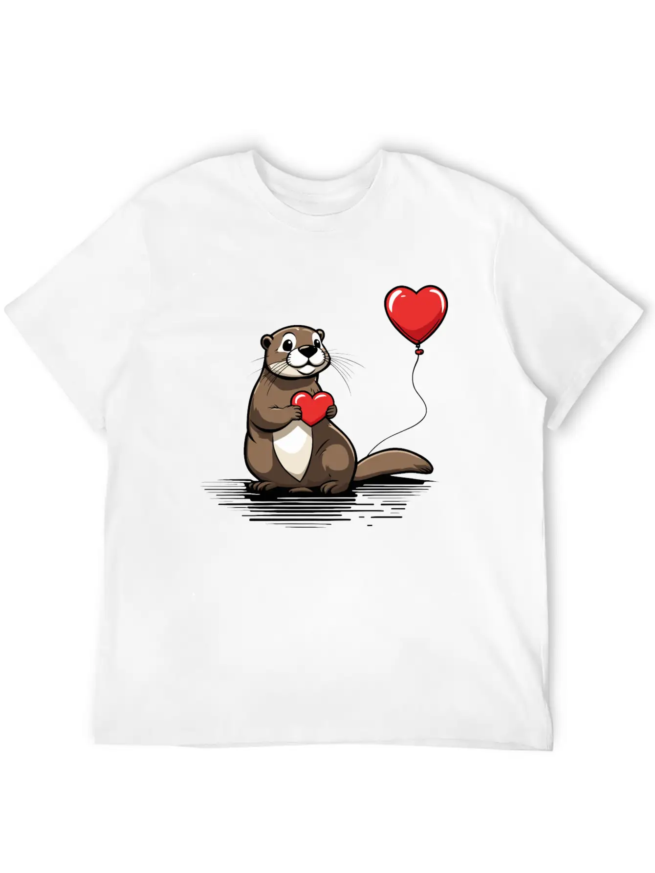 Otter Heart - Valentine's Day Relaxed Everyday Tee – Lightweight And Durable Cotton