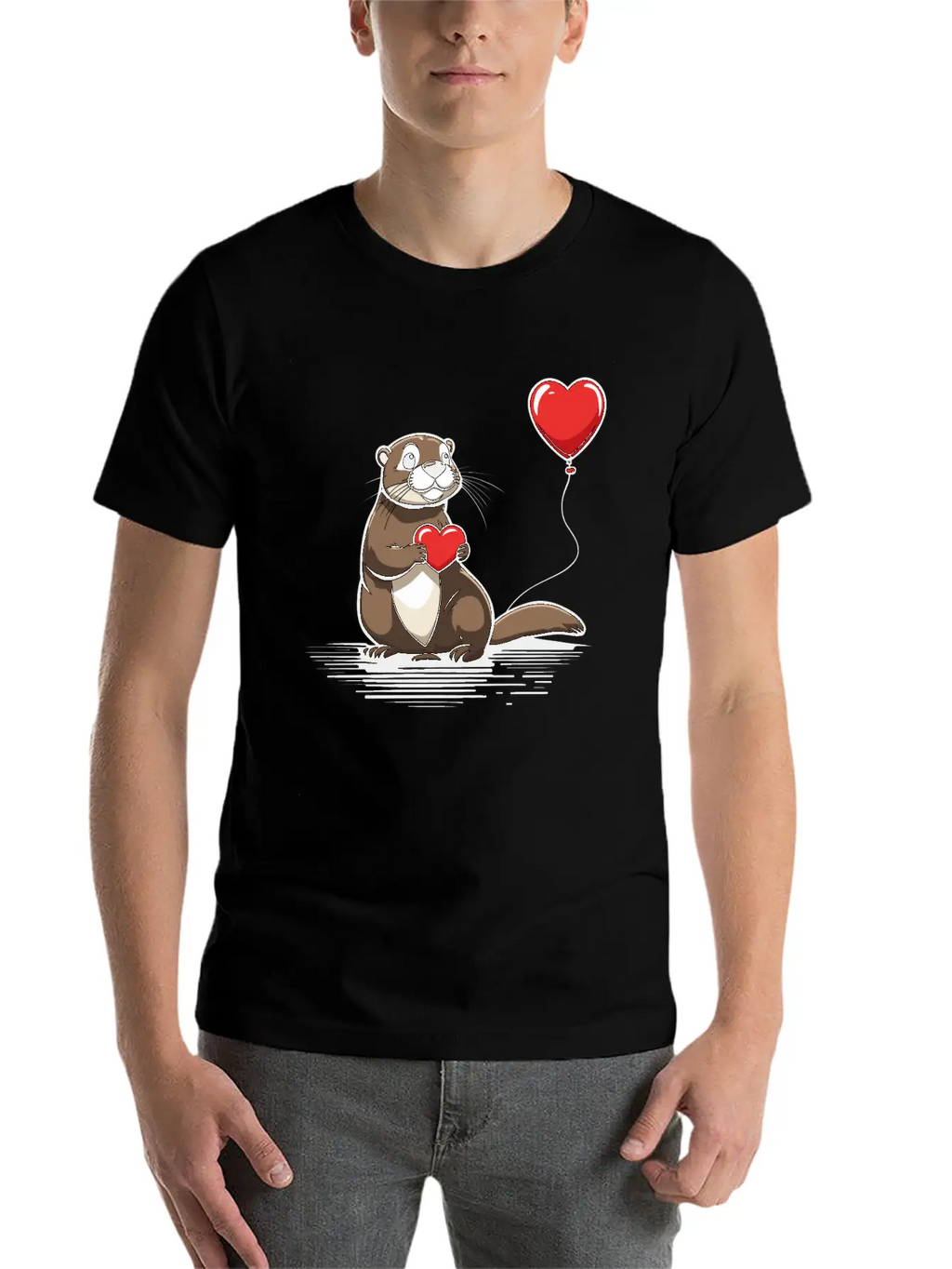 Otter Heart - Valentine's Day Relaxed Everyday Tee – Lightweight And Durable Cotton