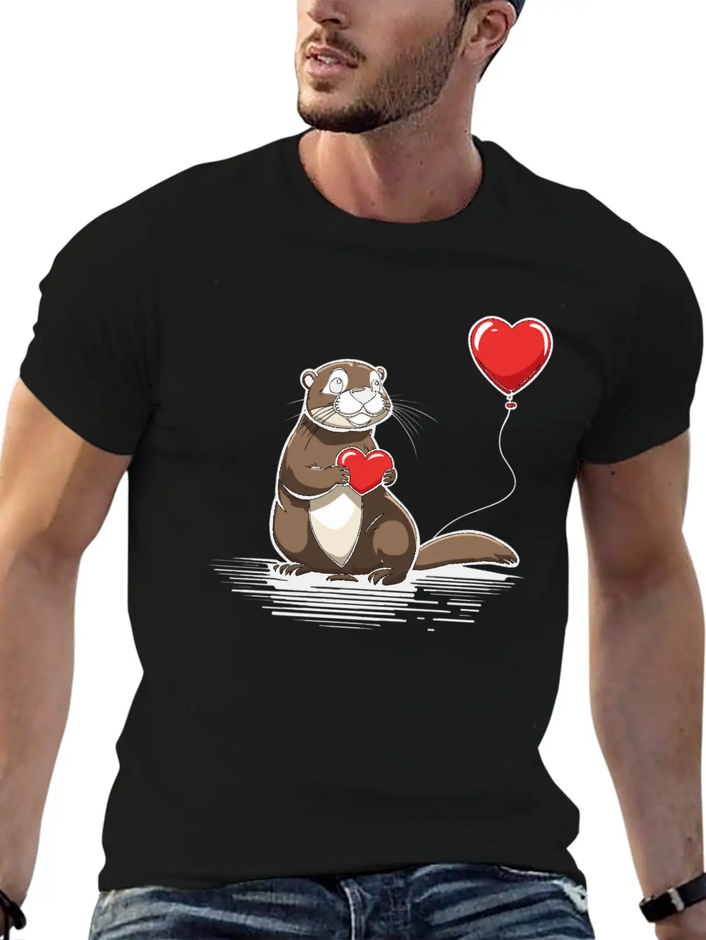 Otter Heart - Valentine's Day Relaxed Everyday Tee – Lightweight And Durable Cotton