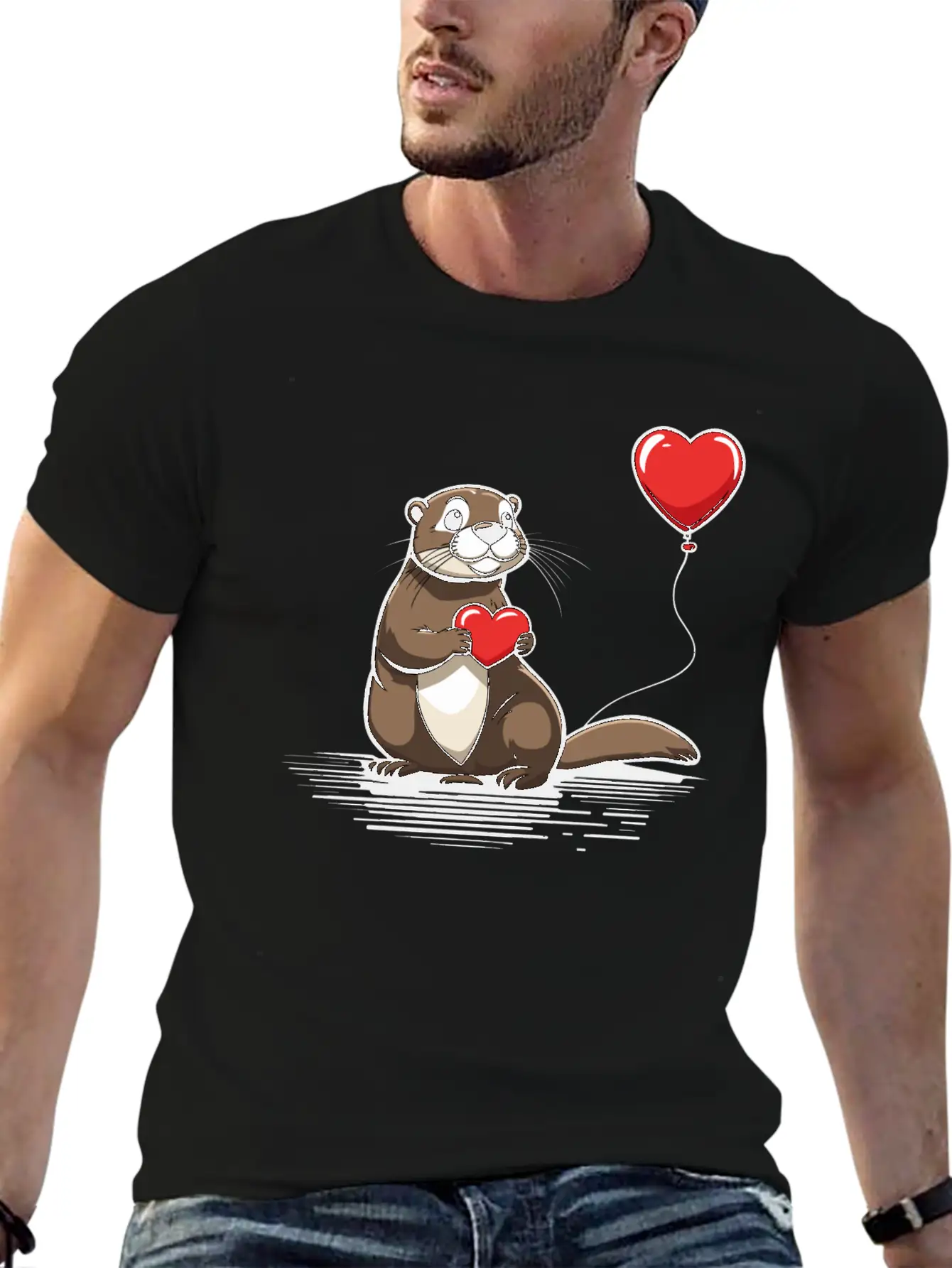 Otter Heart - Valentine's Day Relaxed Everyday Tee – Lightweight And Durable Cotton