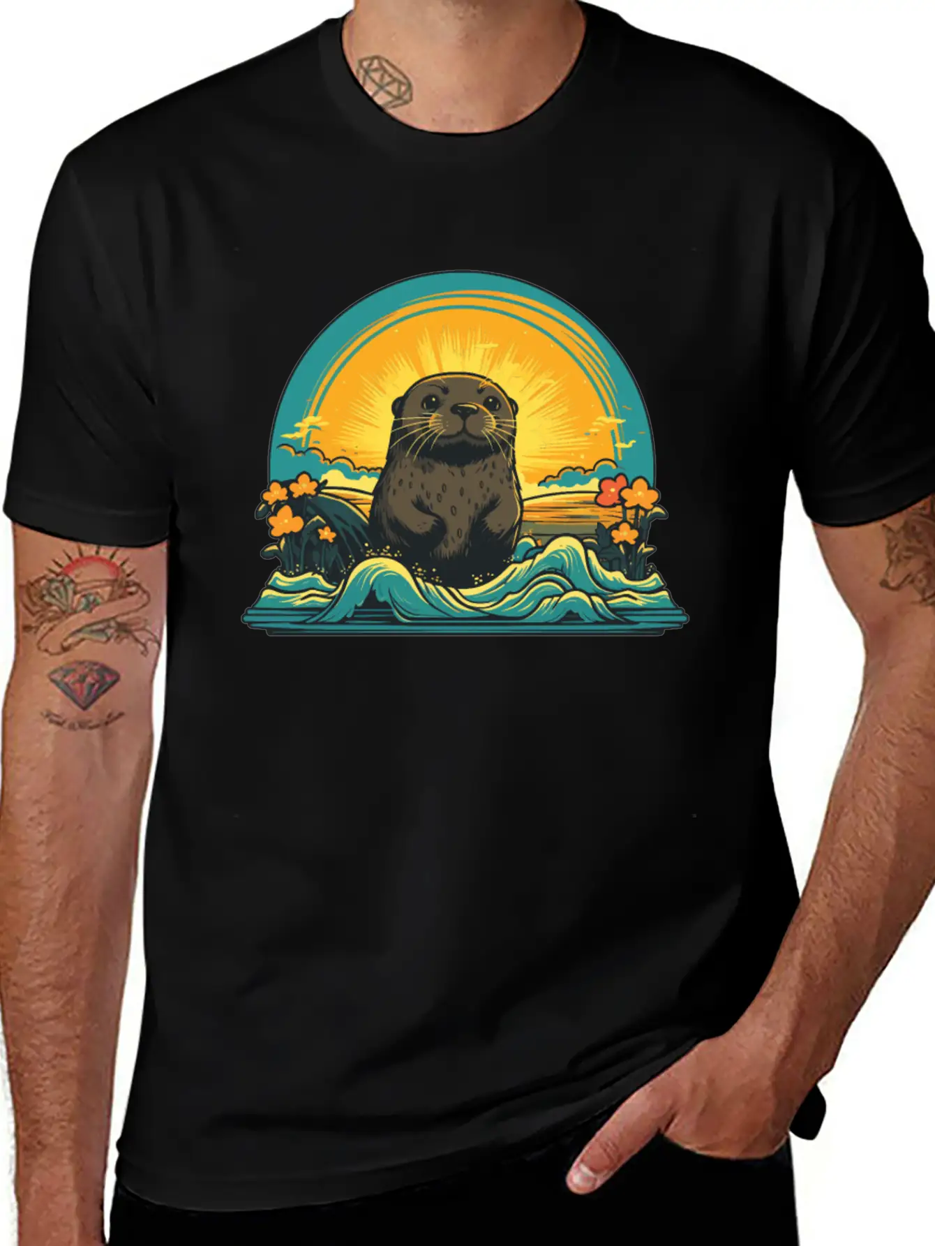 Otter Retro Sea Relaxed Everyday Tee – Lightweight And Durable Cotton