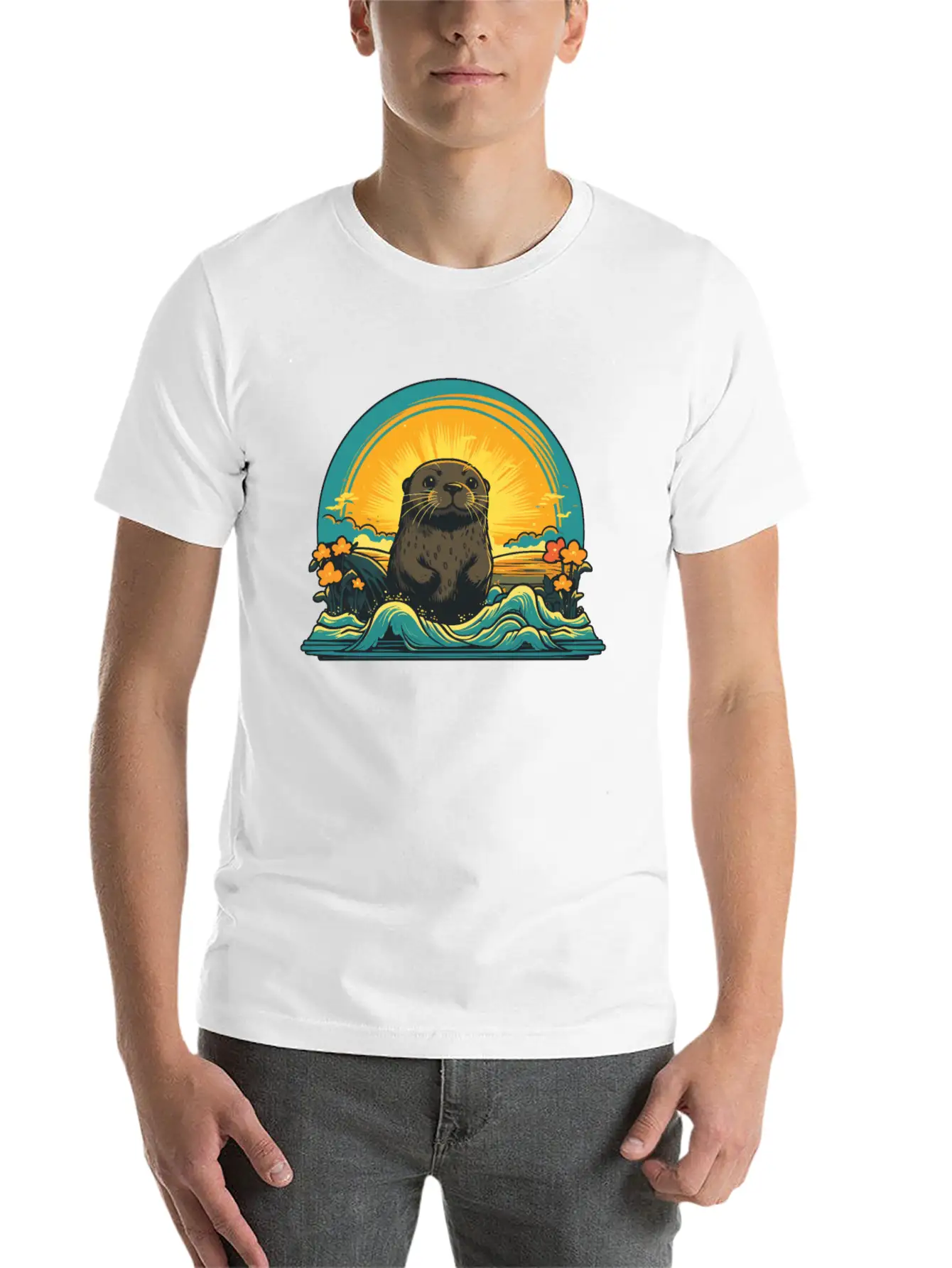 Otter Retro Sea Relaxed Everyday Tee – Lightweight And Durable Cotton