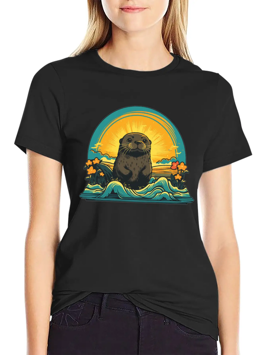 Otter Retro Sea Relaxed Everyday Tee – Lightweight And Durable Cotton