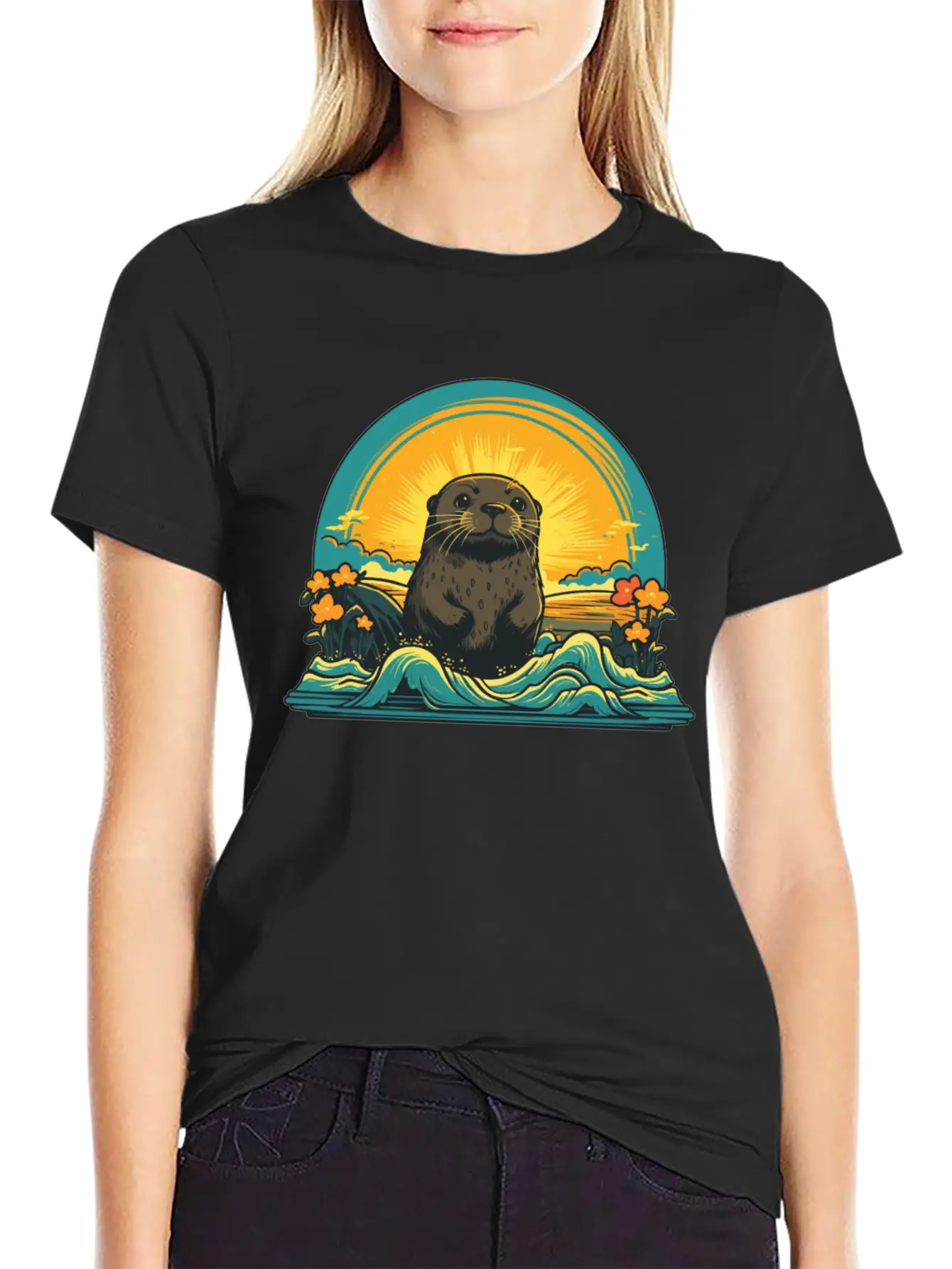 Otter Retro Sea Relaxed Everyday Tee – Lightweight And Durable Cotton