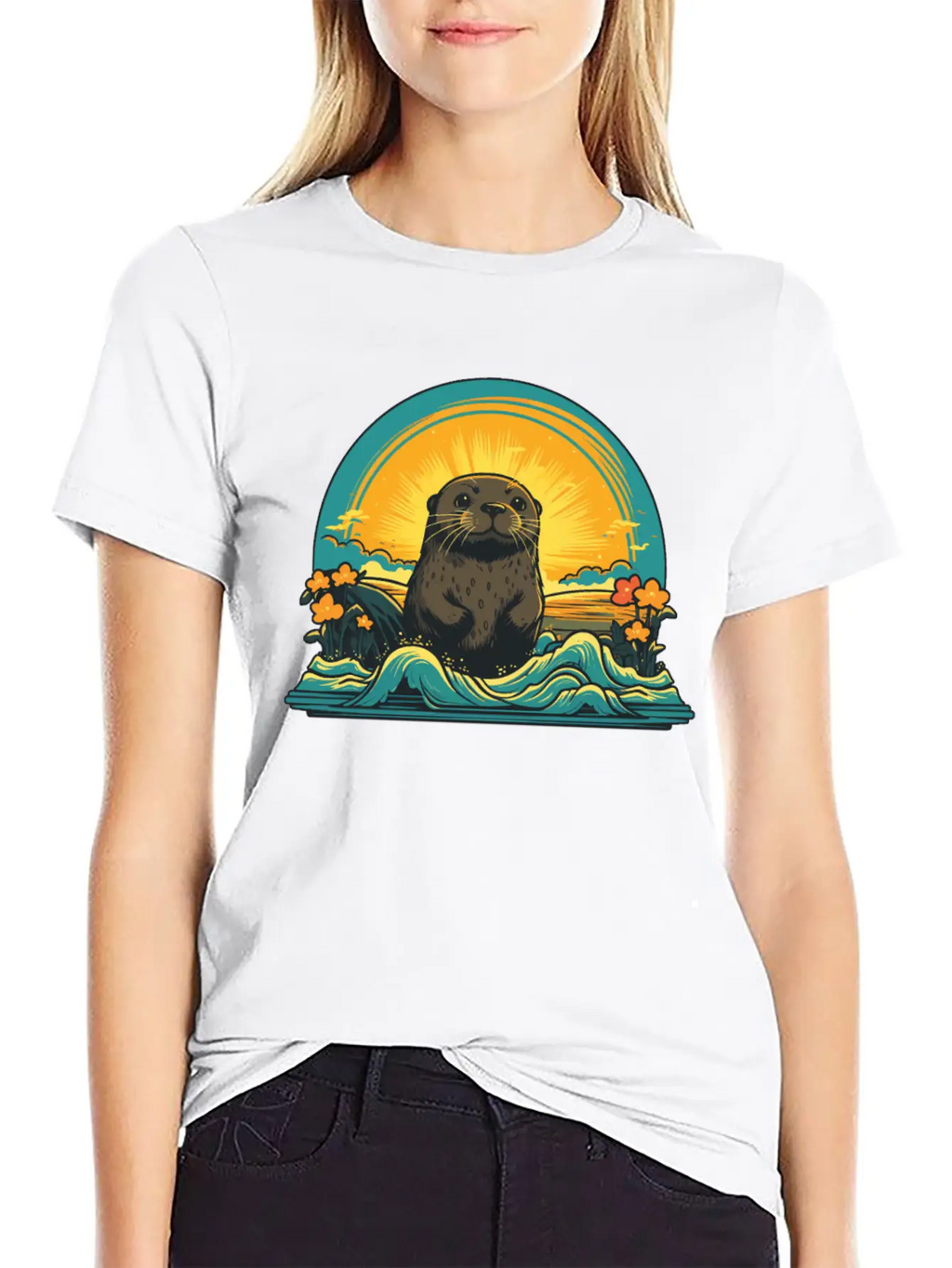 Otter Retro Sea Relaxed Everyday Tee – Lightweight And Durable Cotton