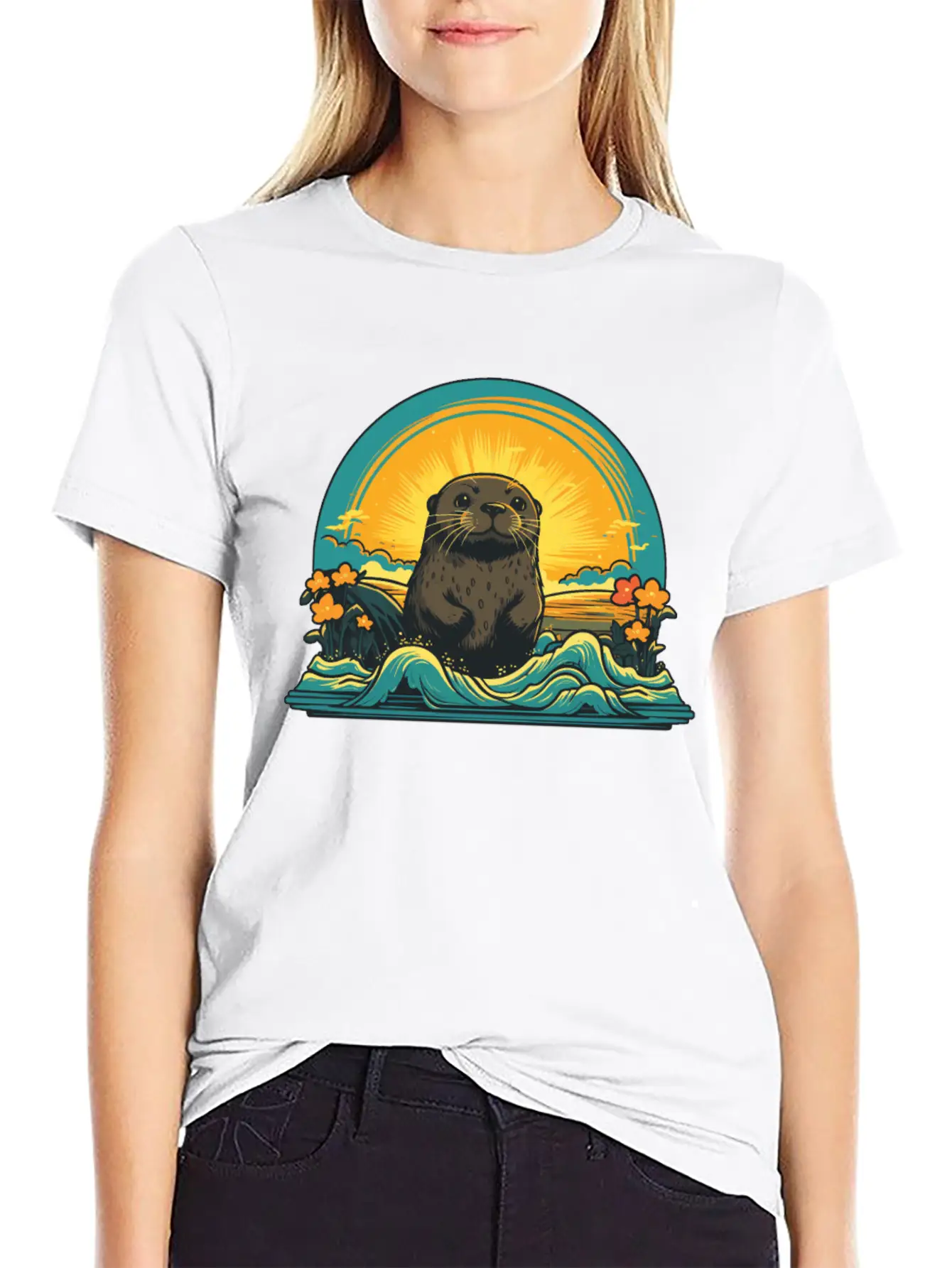 Otter Retro Sea Relaxed Everyday Tee – Lightweight And Durable Cotton