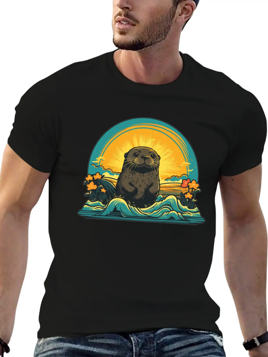 Otter Retro Sea Relaxed Everyday Tee – Lightweight And Durable Cotton