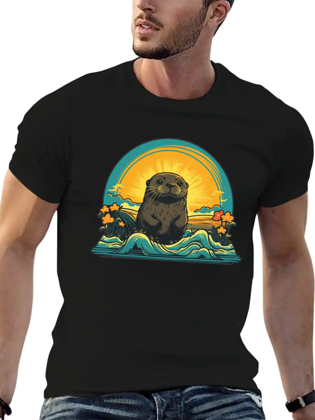Otter Retro Sea Relaxed Everyday Tee – Lightweight And Durable Cotton
