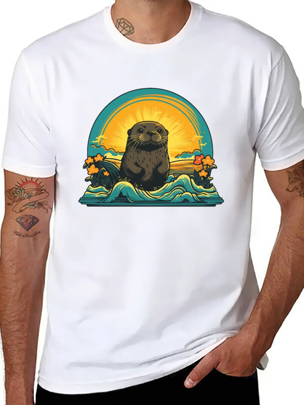 Otter Retro Sea Relaxed Everyday Tee – Lightweight And Durable Cotton