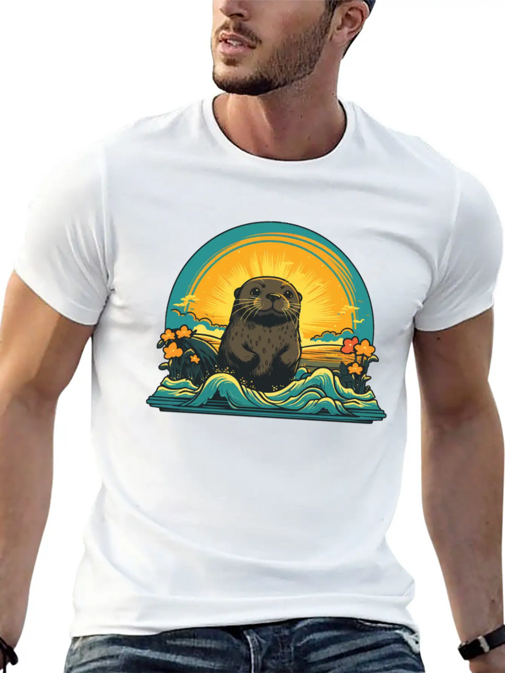 Otter Retro Sea Relaxed Everyday Tee – Lightweight And Durable Cotton