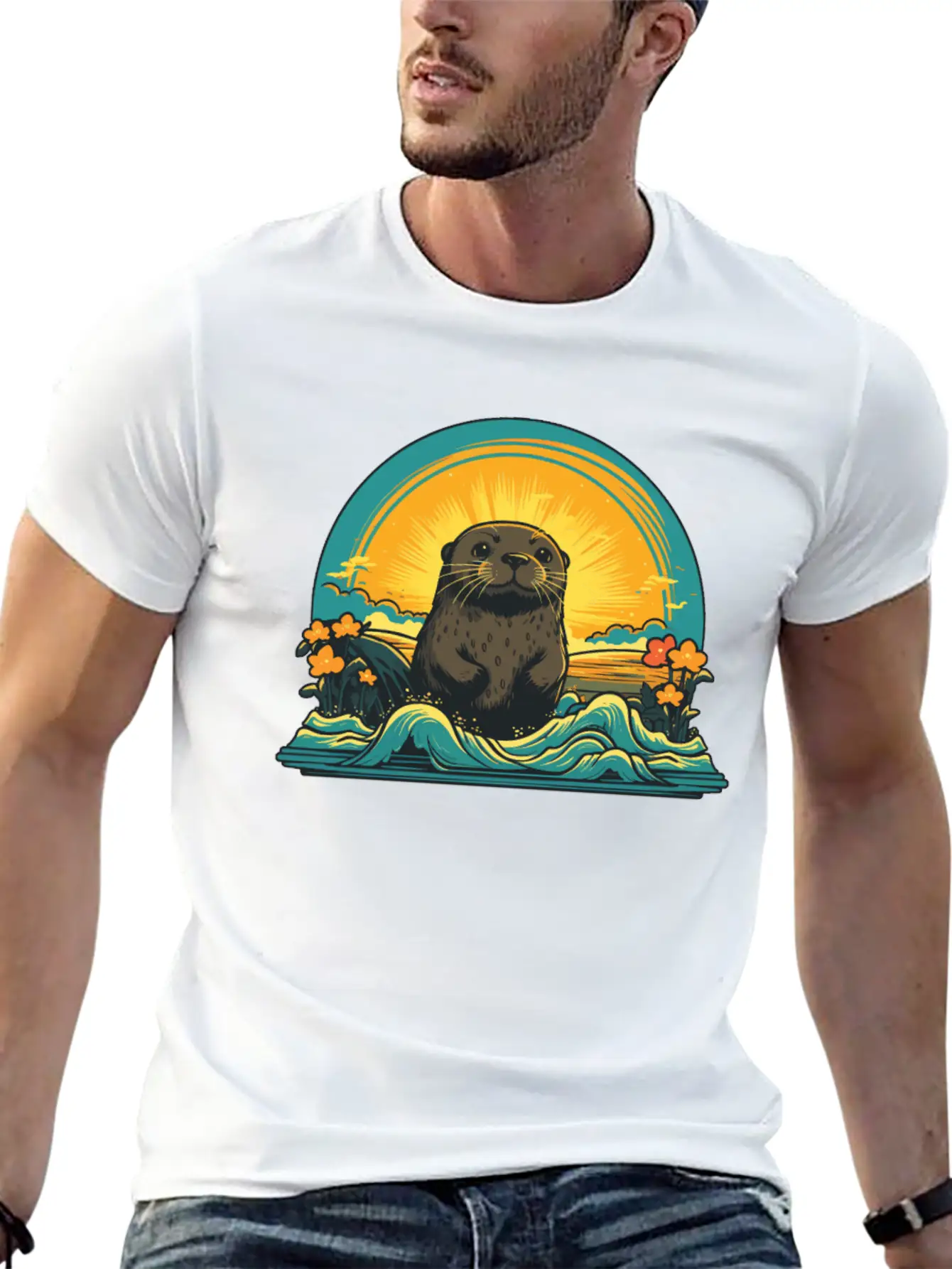 Otter Retro Sea Relaxed Everyday Tee – Lightweight And Durable Cotton