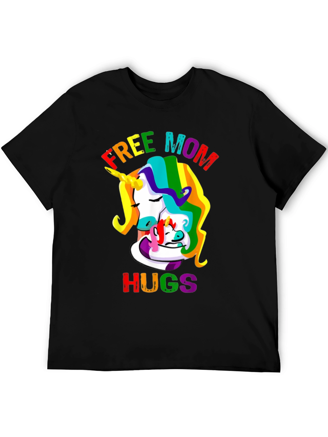 Free Mom Hugs Unicorn Graphic Tee