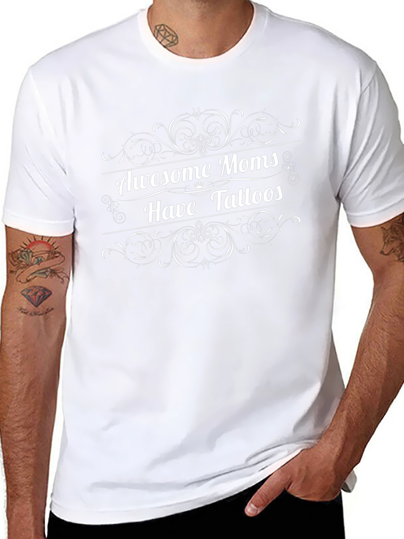 Awesome Moms Have Tattoos Graphic Tee - Black