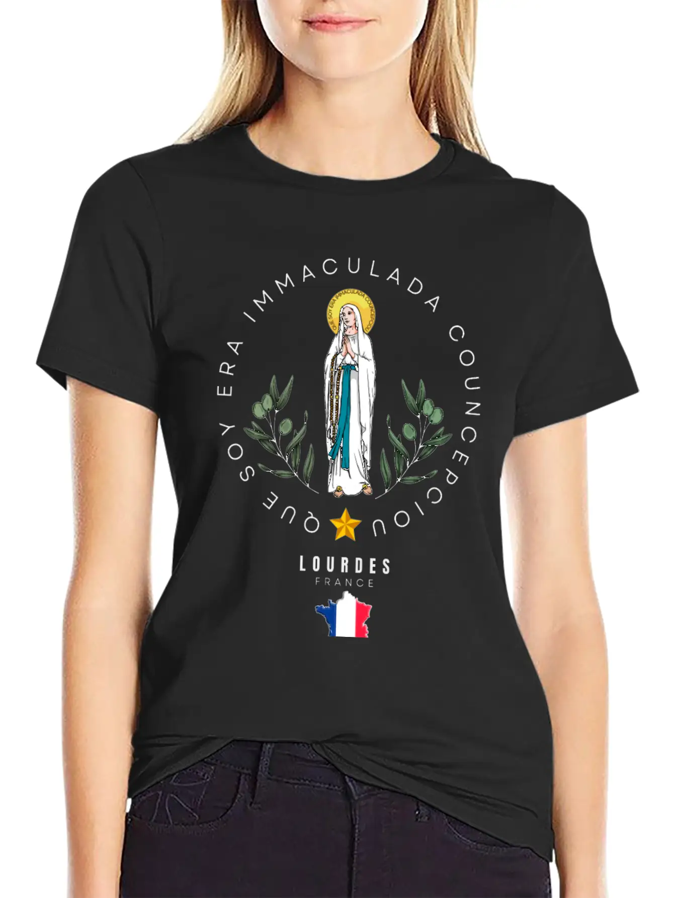 OUR LADY OF LOURDES Breathable Graphic T-Shirt – Perfect For Casual Days