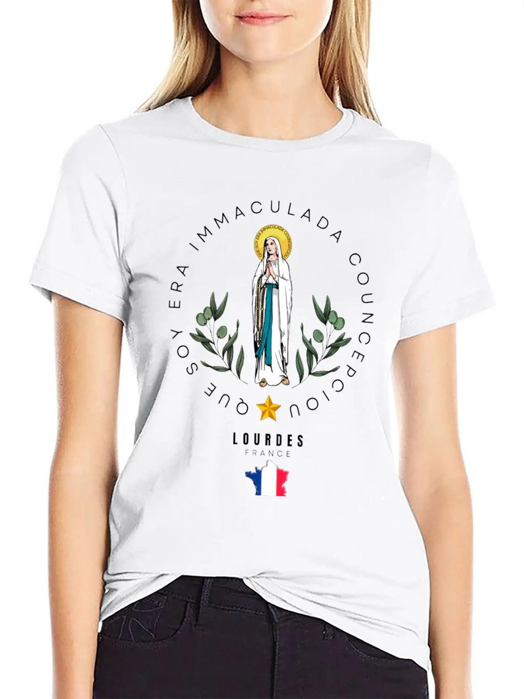 OUR LADY OF LOURDES Breathable Graphic T-Shirt – Perfect For Casual Days