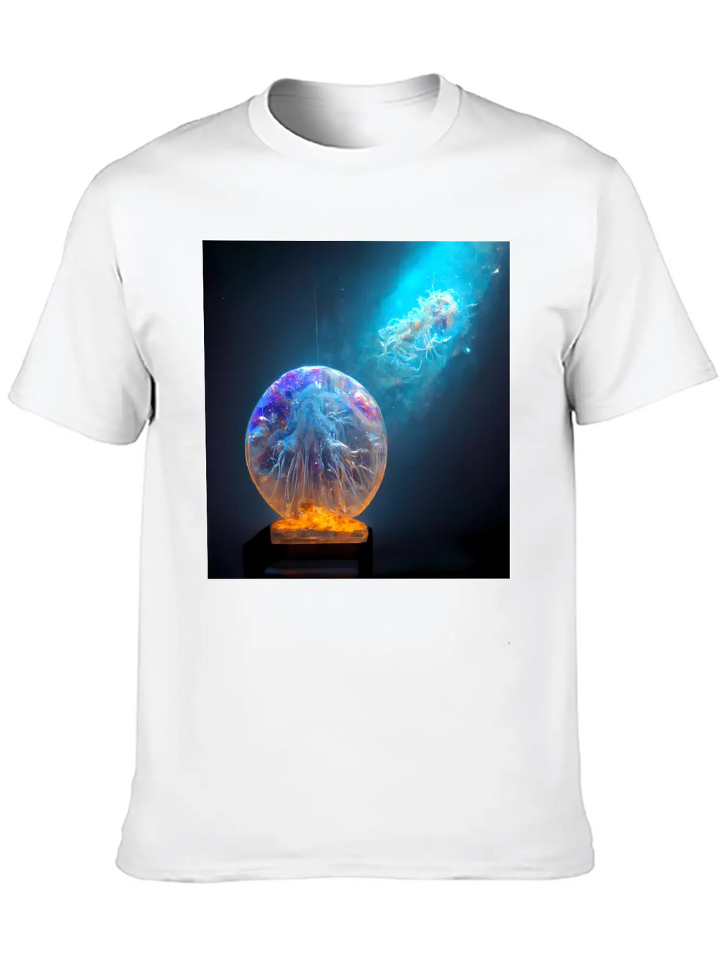 Outer Space Snow Globe Jellyfish And Galaxy Nebula Relaxed Everyday Tee – Lightweight And Durable Cotton