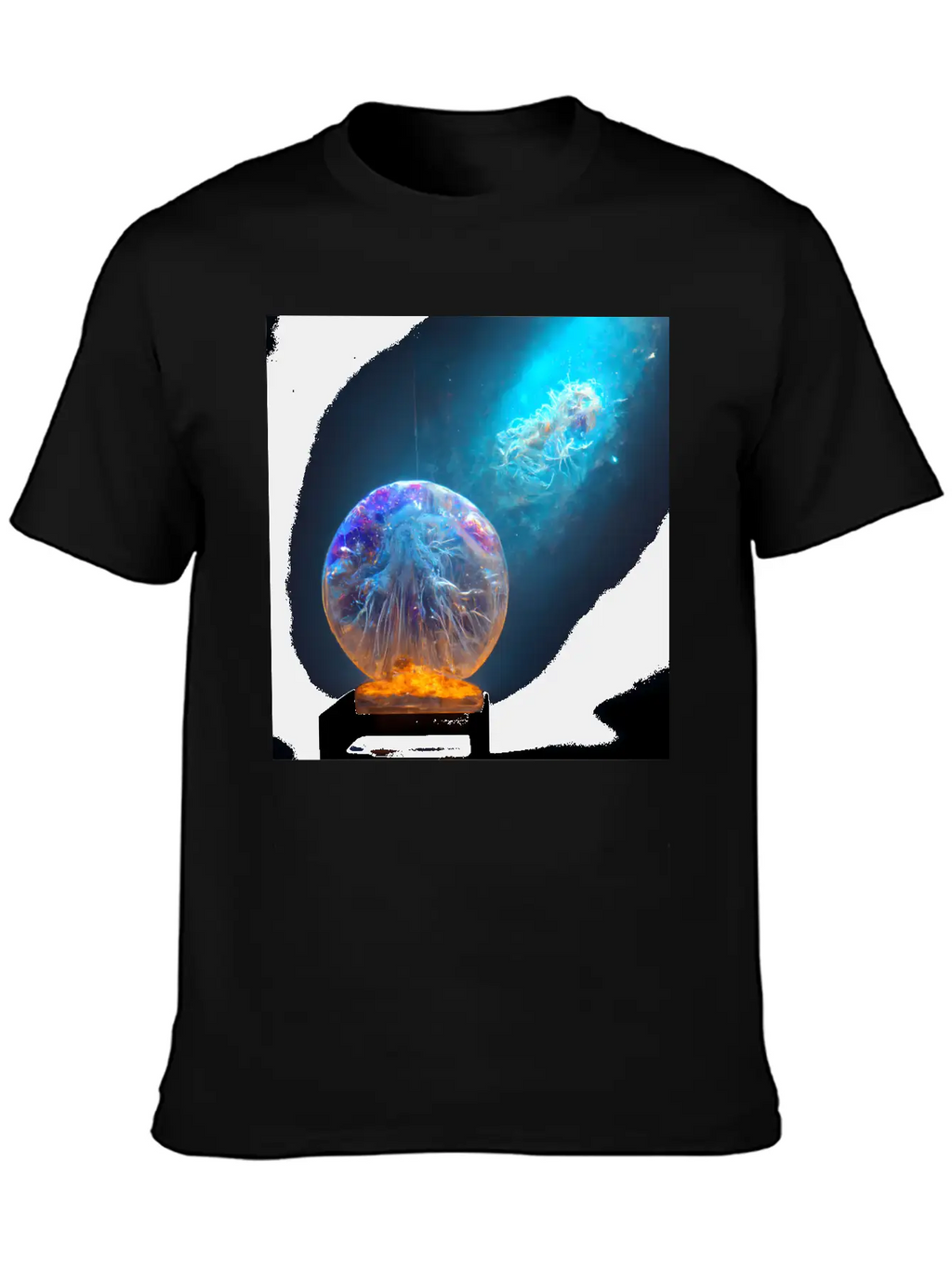 Outer Space Snow Globe Jellyfish And Galaxy Nebula Relaxed Everyday Tee – Lightweight And Durable Cotton