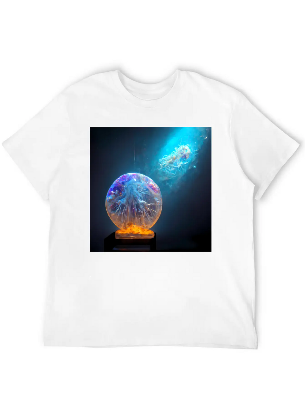 Outer Space Snow Globe Jellyfish And Galaxy Nebula Relaxed Everyday Tee – Lightweight And Durable Cotton