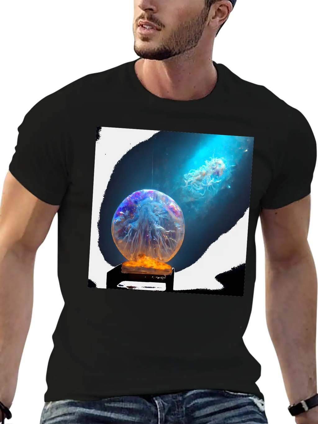 Outer Space Snow Globe Jellyfish And Galaxy Nebula Relaxed Everyday Tee – Lightweight And Durable Cotton