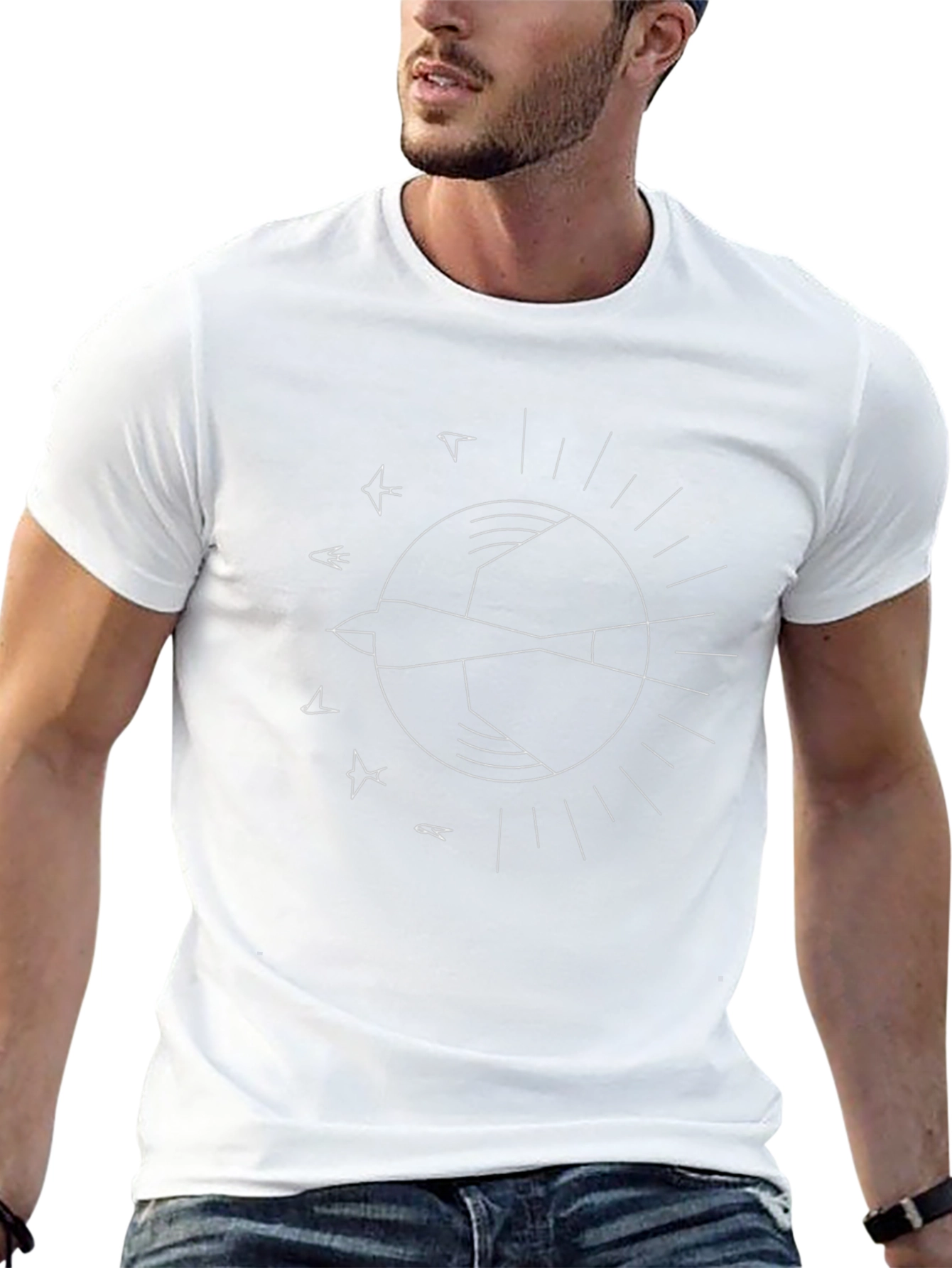 Abstract Bird Graphic Tee - Modern Black T-Shirt