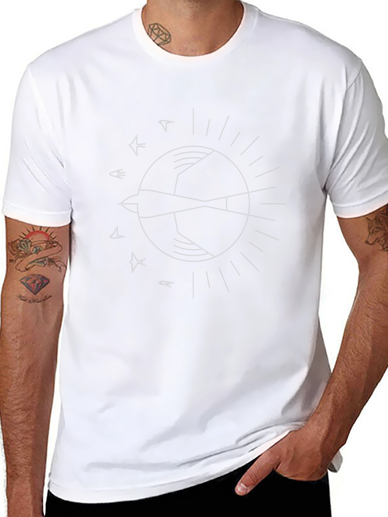 Abstract Bird Graphic Tee - Modern Black T-Shirt