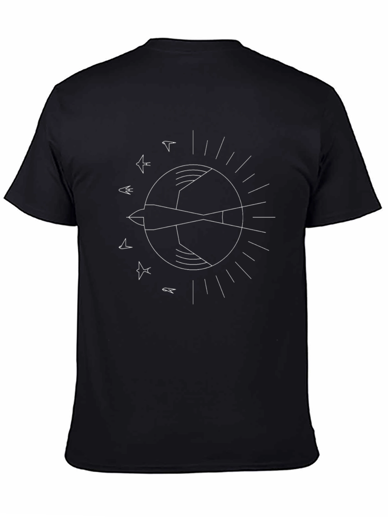 Abstract Bird Graphic Tee - Modern Black T-Shirt