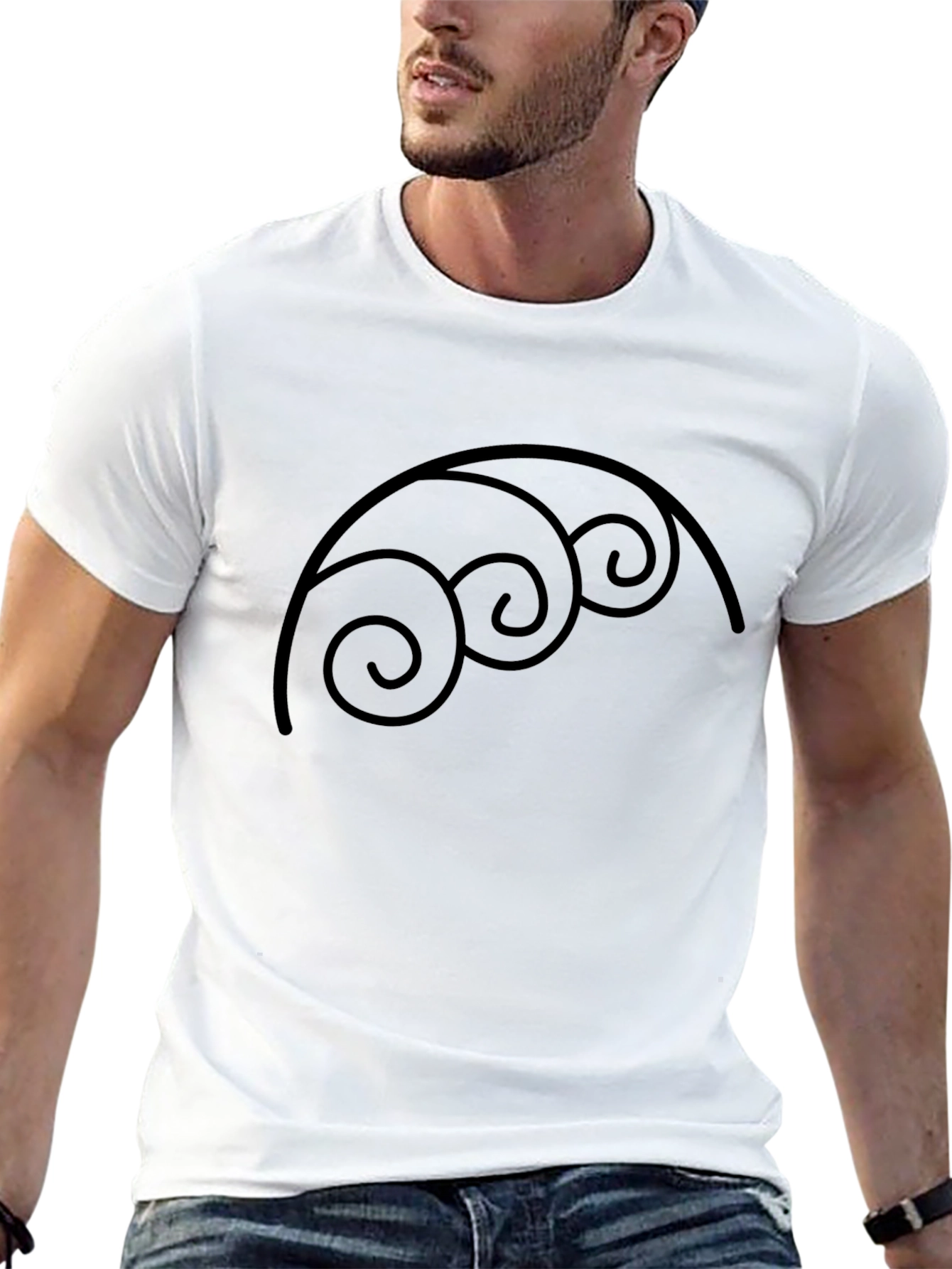 Abstract Swirl Graphic Black T-Shirt