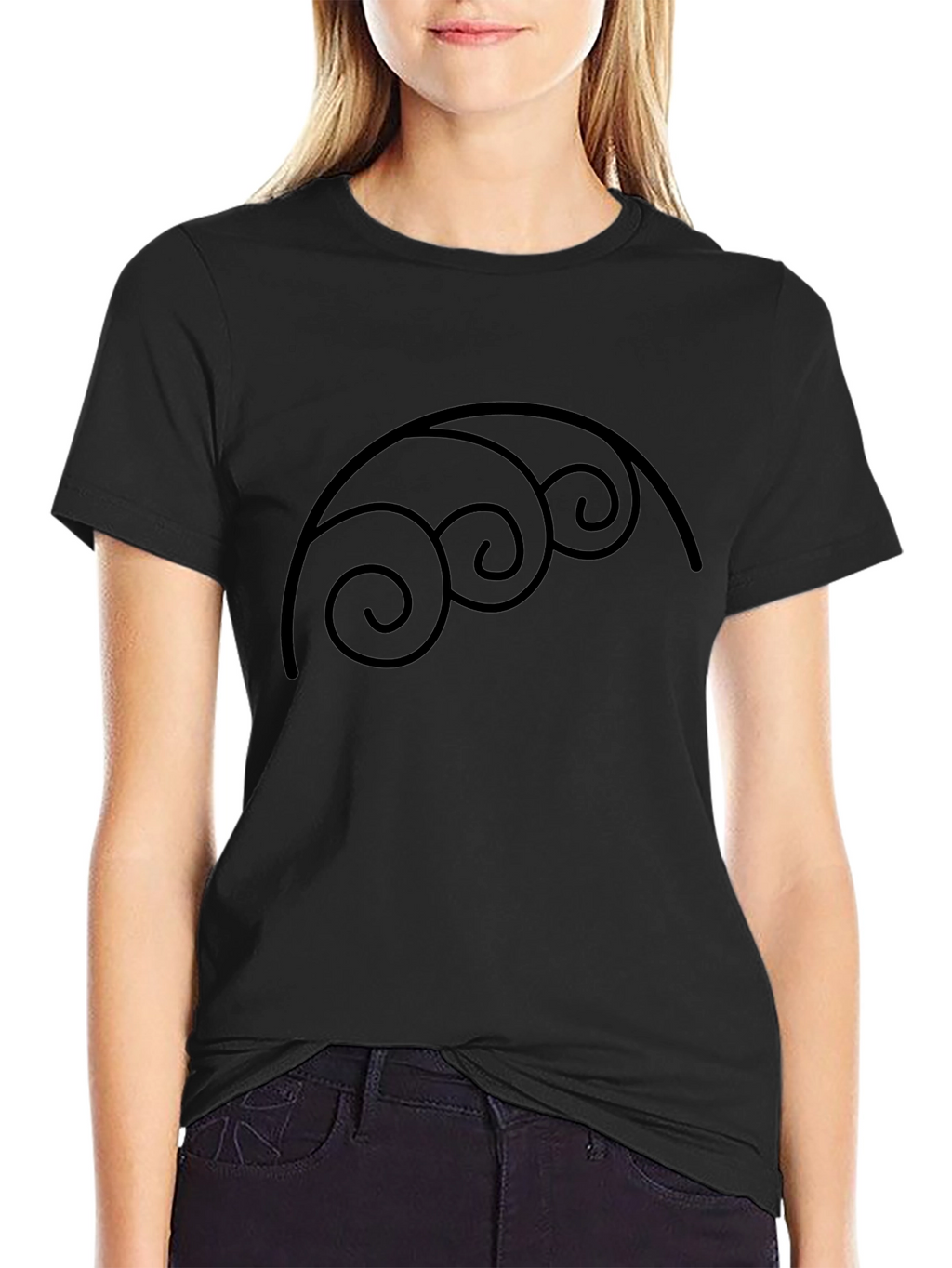 Abstract Swirl Graphic Black T-Shirt