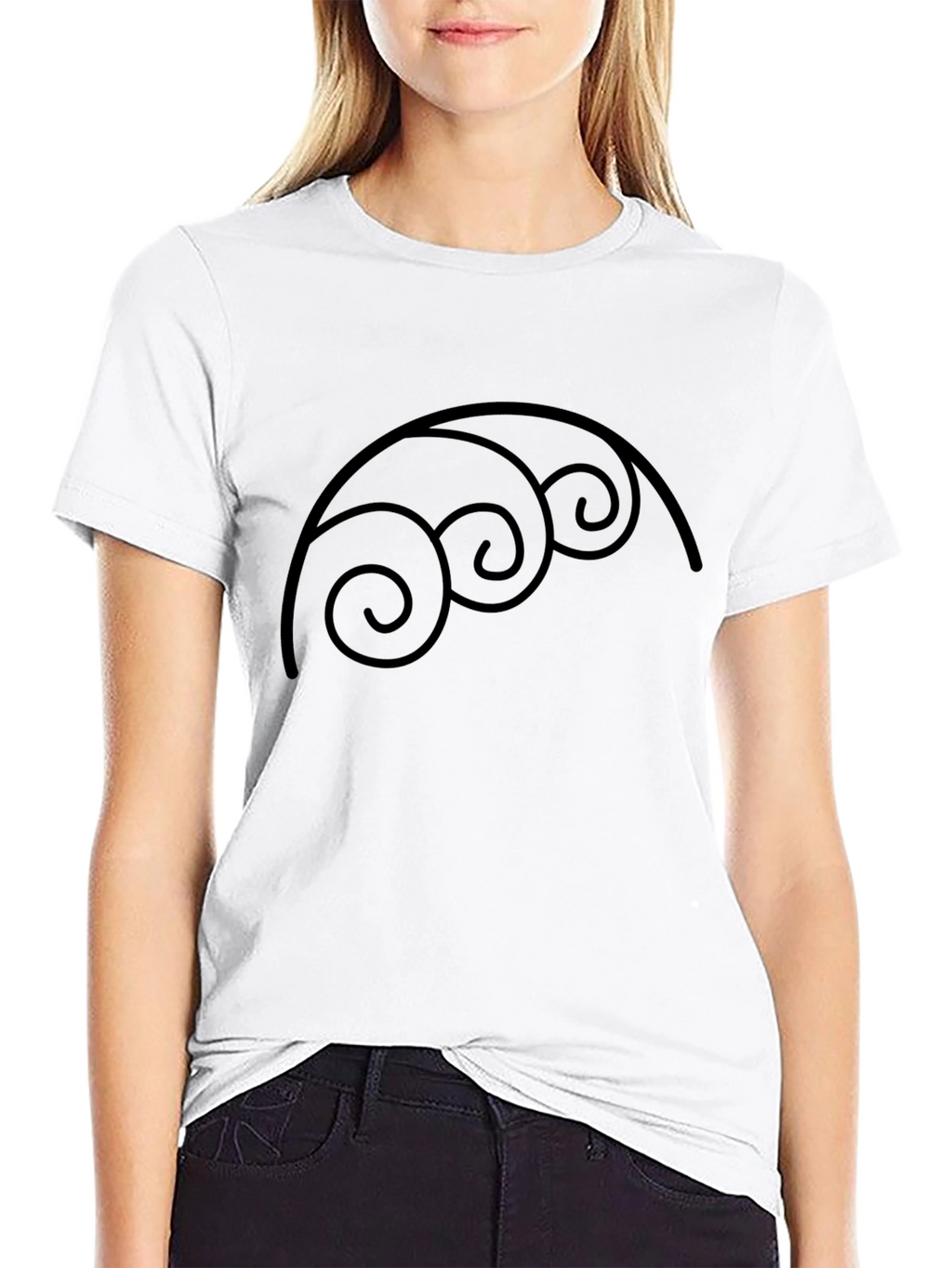 Abstract Swirl Graphic Black T-Shirt