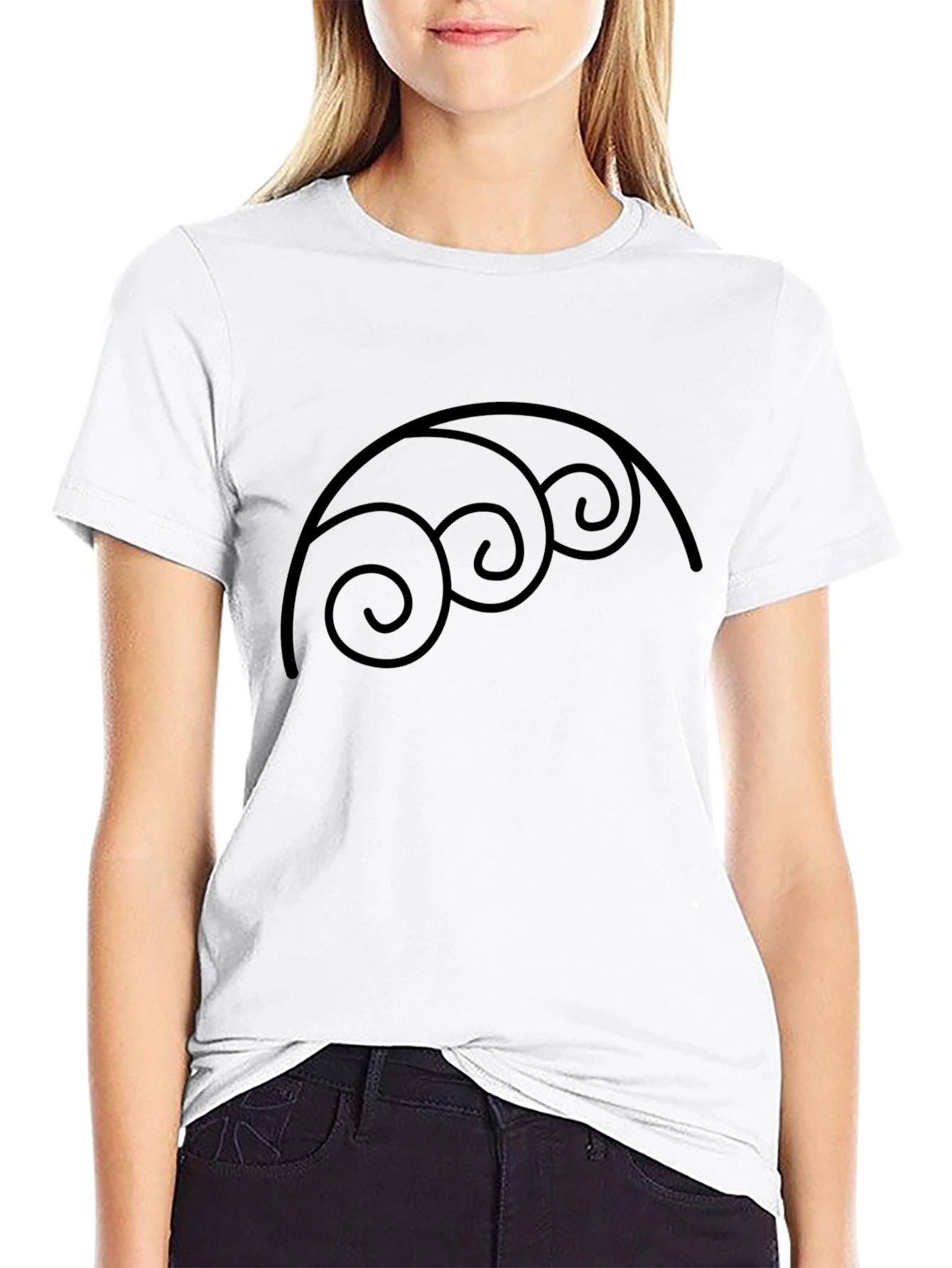 Abstract Swirl Graphic Black T-Shirt